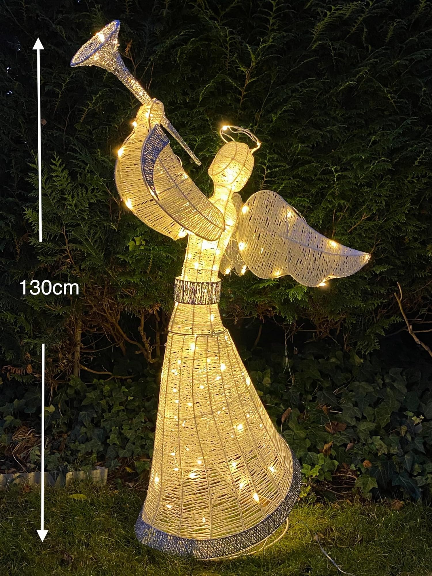 Relax Serie - Ángel Set LED, grande y pequeño, figuras de iluminación navideña, blanco cálido, luz continua, con temporizador, IP44, exterior e interior
