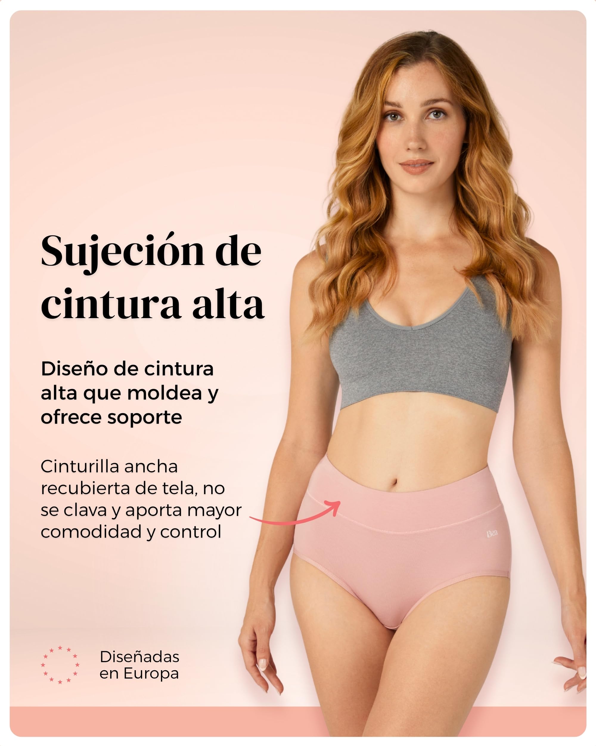 BEA Pack de 6 Bragas Altas de Mujer de Bambú - Braga Faja Reductora Supersuave, Transpirable y con Ligero Efecto Moldeador del Abdomen