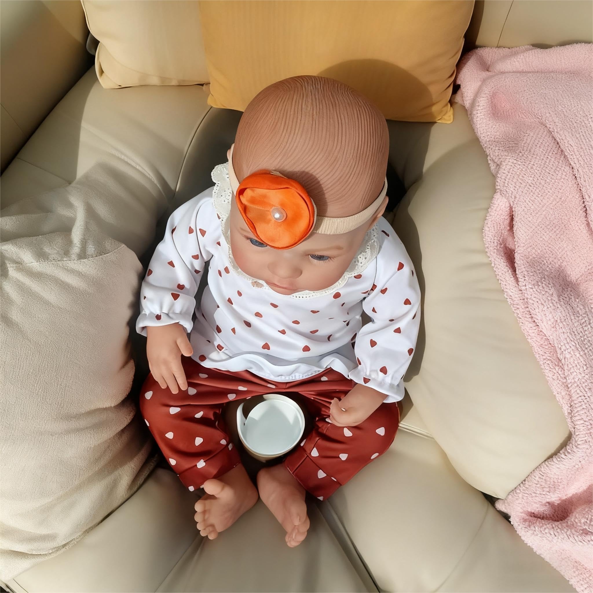 JUYOUYI Lifelike Reborn Baby Dolls, 18 Inch Realistic Baby Girl Doll Vinyl Full Body - Image 4