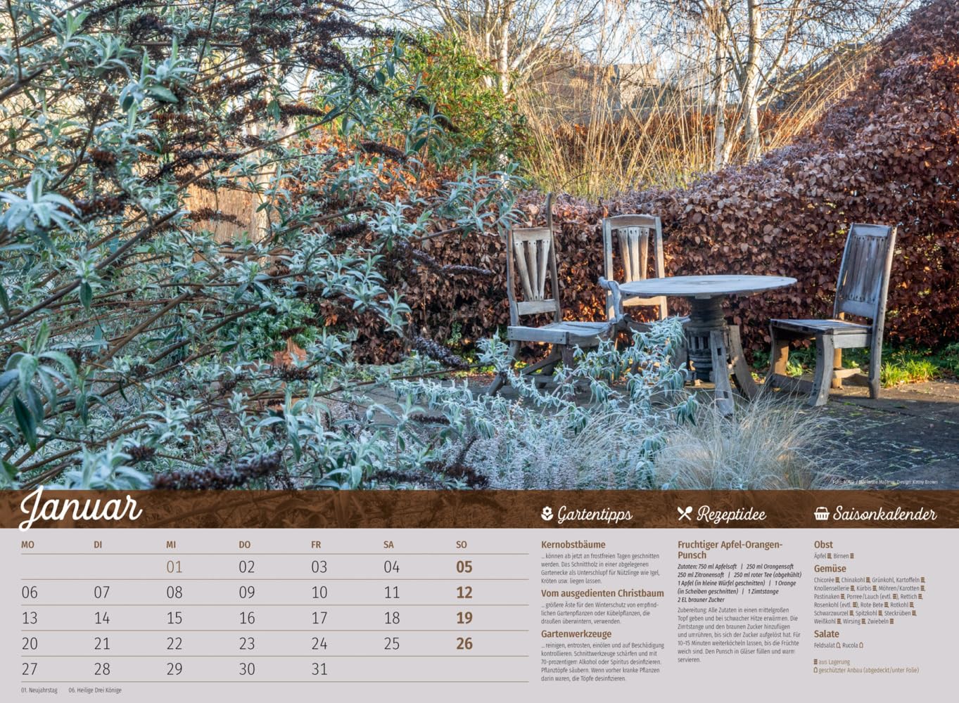 Landliebe Kalender 2025, Wandkalender im Querformat (45x33 cm) - Gartenkalender / Landleben mit Tipps zu Garten und Küche sowie Saisonkalender