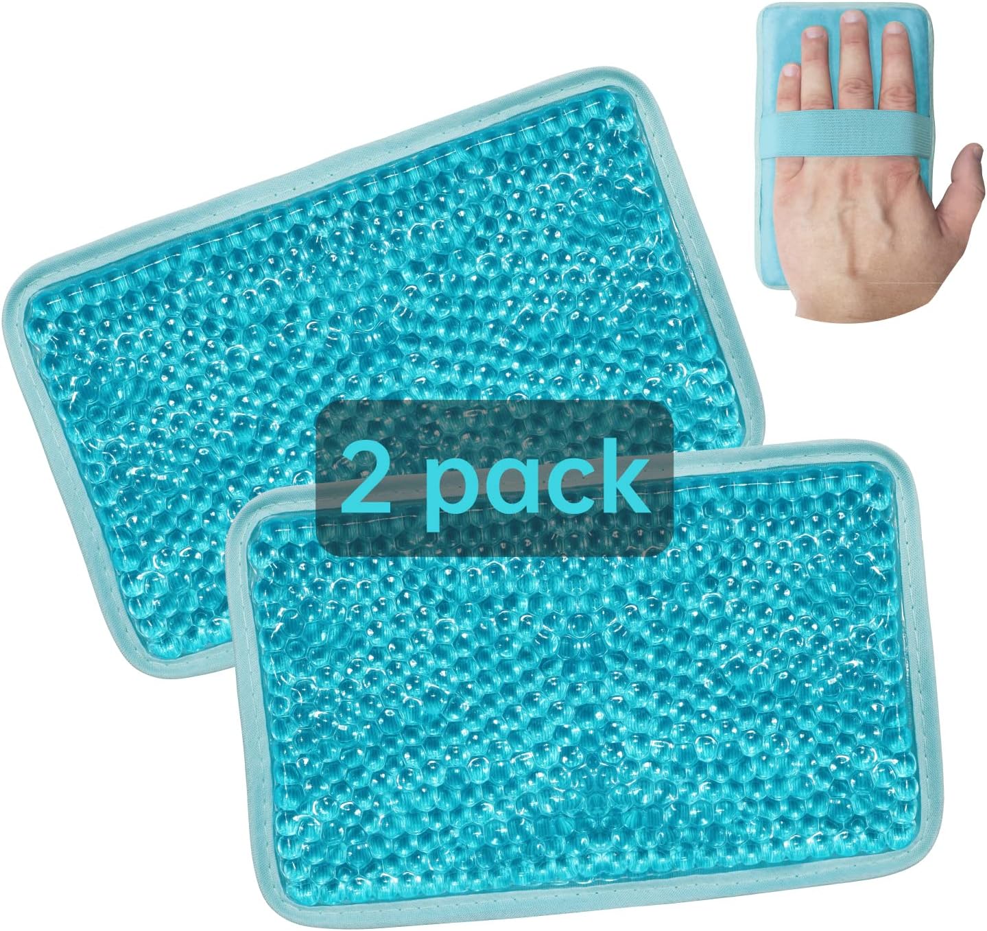 Gel Beads Ice Pack Ice Bag with Strap-Reusable Hot & Cold Pack Compress Therapy for Pain, Swelling,Injuries of Knee, Shoulder, Foot, Back, Ankle, Neck, Hip, Elbow,Wisdom Tooth (Blue-2Pack)