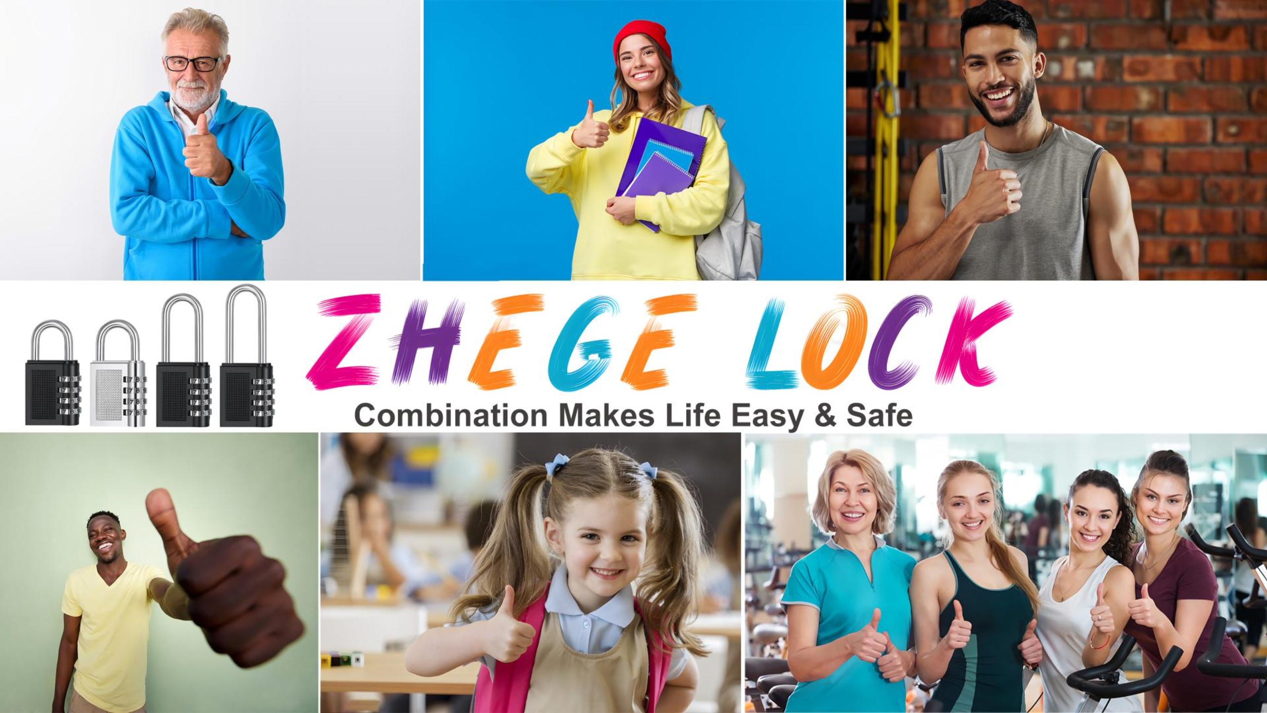 ZHEGE Number Lock 4 Digit Combination Lock for Gym Locker, School