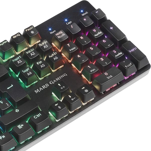 Mars Gaming MKREVOPRO, Idioma Español, Teclado Mecánico Gaming TKL con Pad Numérico, Switch OUTEMU Pro Azul, Iluminación Full RGB, Chip Vision MCU, Software, Negro - 4