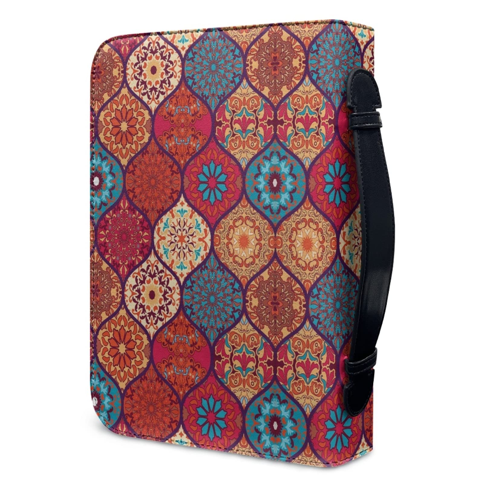 Kuiaobaty Moroccan Tile Pattern Small Book Cover with Zipper and Handle 9"x6", Bohemia Ethnic Bible Book Covers Holds & Protects - Image 2