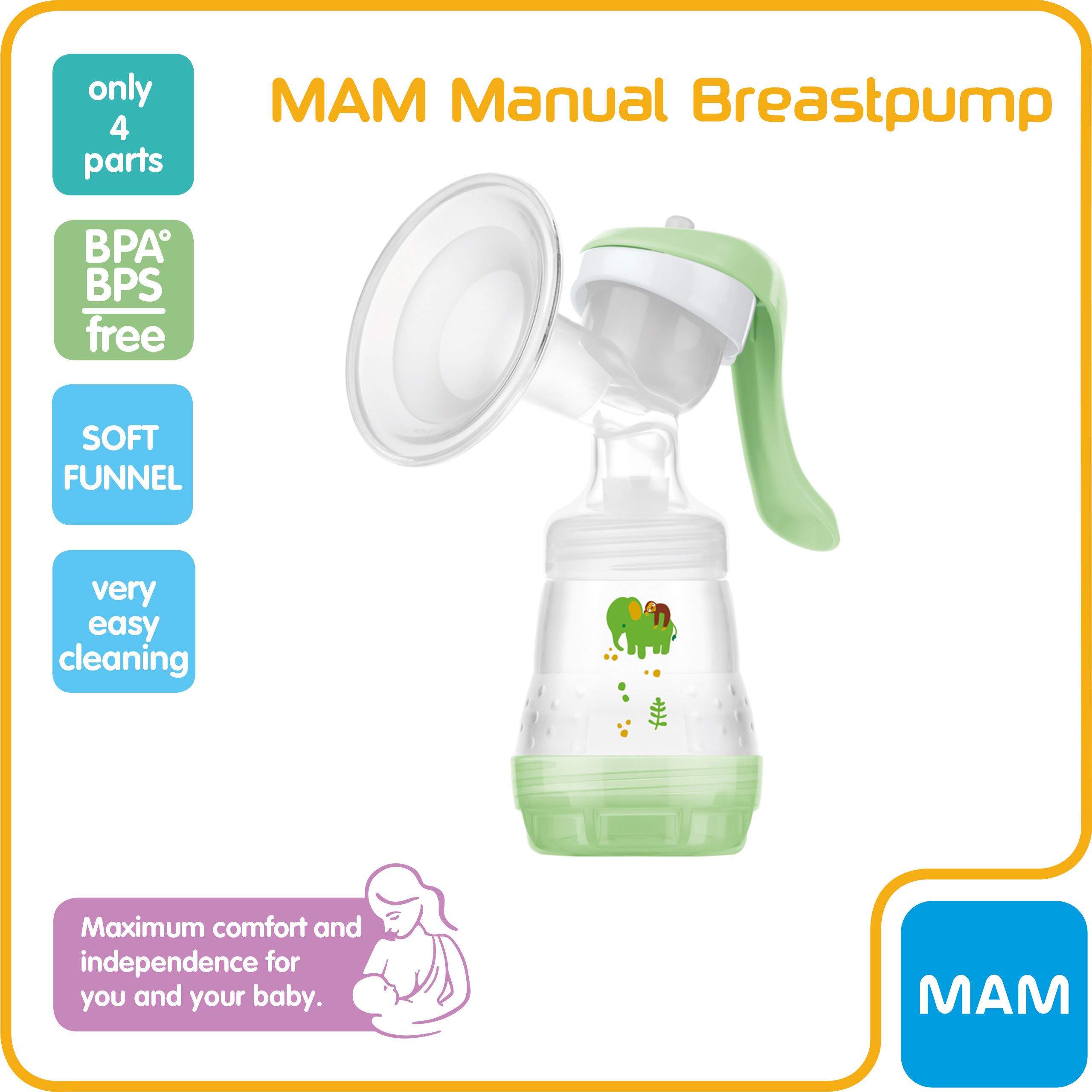 MAM Manuelle Milchpumpe mit extra weicher Silikonhülle und ergonomischem Griff, BPA- und BPS-frei