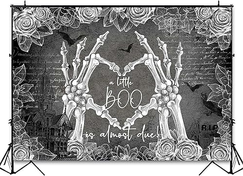 Miniatura 3 de Avezano Telón de fondo de Halloween para baby shower, decoración de fiesta de baby shower, dedos de esqueleto, corazón, baby shower, fotografía,