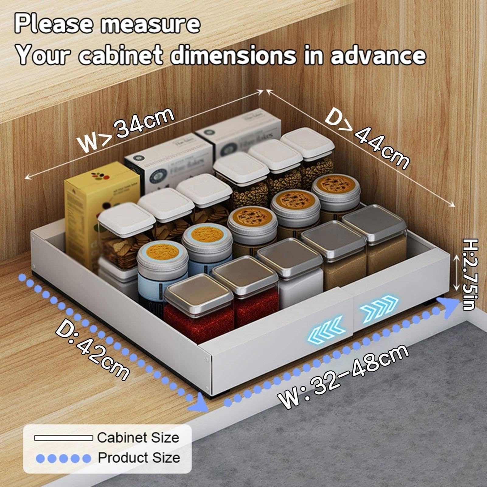 Ausziehbarer Schrank-Organizer – ausziehbare Schublade, robustes ausziehbares Aufbewahrungsregal for Küche und Badezimmer, einfache Installation(2 Pack,S)