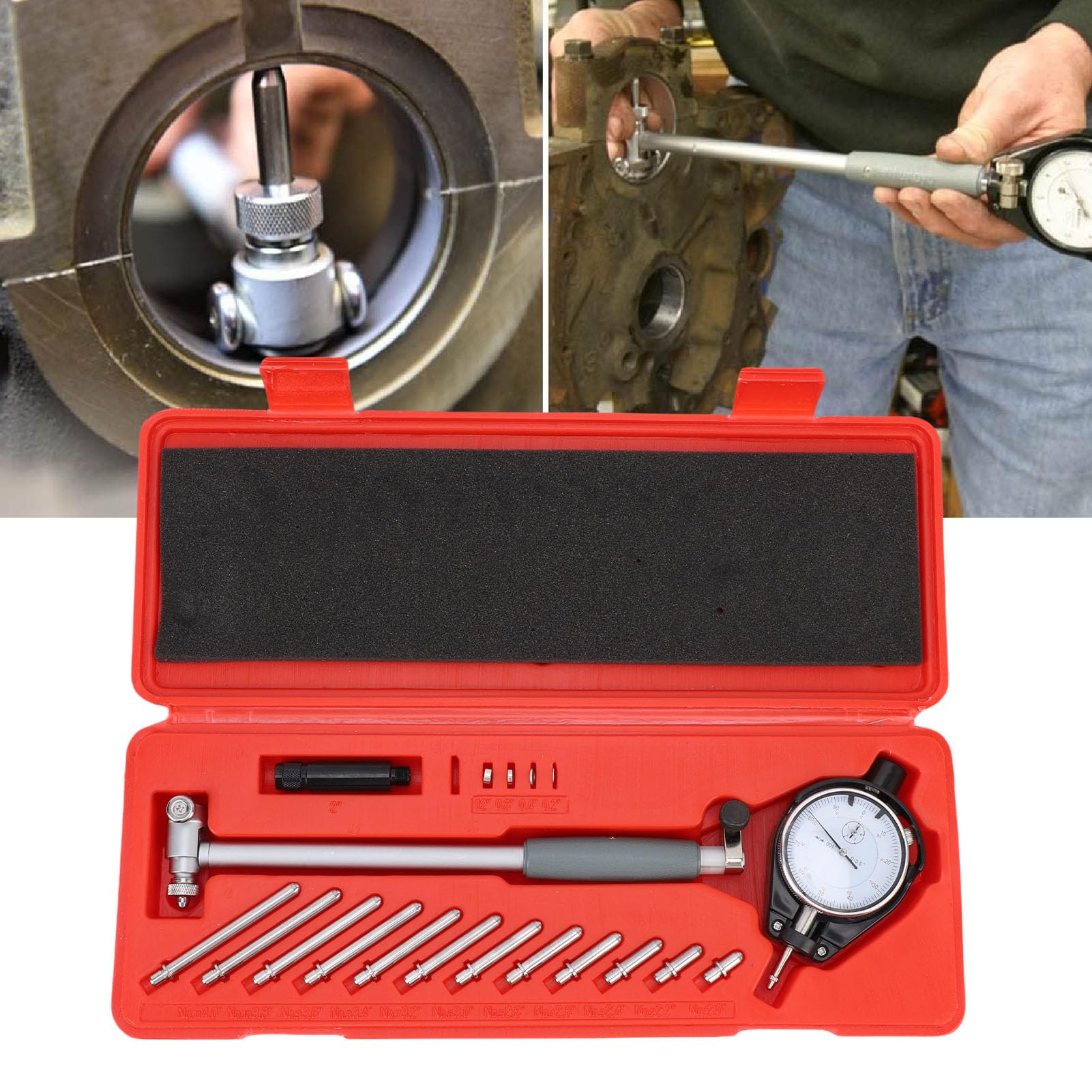 aqxreight Jauge D'alésage à Cadran 2-6 Pouces, Kit D'outils de Mesure de Cylindre de Moteur de Précision pour une Mesure Précise de L'alésage [entretien du Moteur]