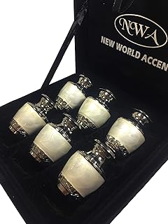 Cremation Urn, Keepsake urns with Pearl White and Nickel Finish- Set of 6