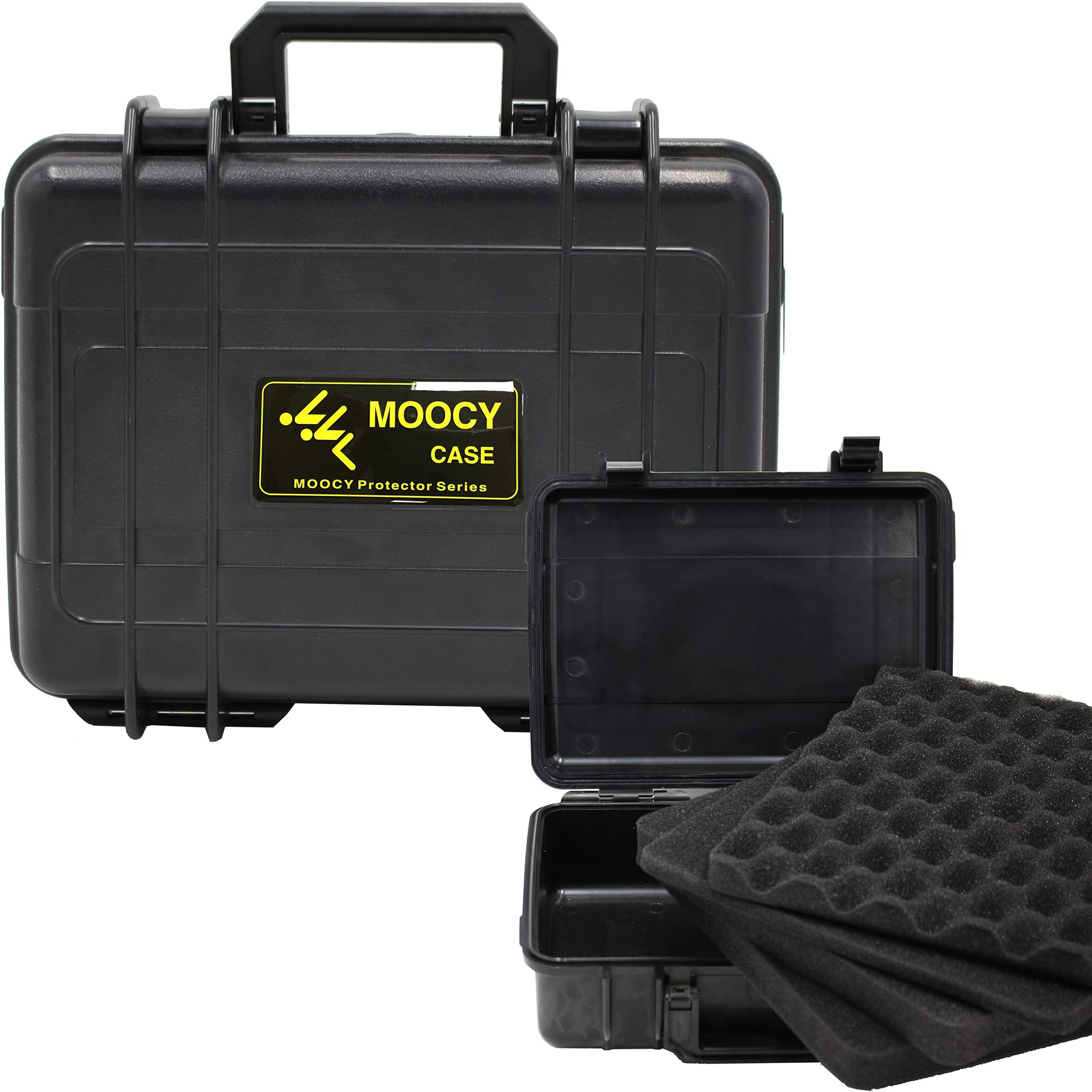 MOOCY 10" Small Hard Case with Customizable Foam Insert, 10.8x8.6x3.7 - Watertight Airtight Crush-Resistant Case for Pistol, Camera, Microphone & Electronics