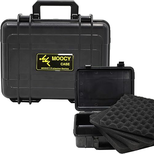 MOOCY - Funda impermeable con inserto de espuma personalizable, 10.8 x 8.6 x 3.7 pulgadas, funda rígida para proteger la pistola, la cámara y el