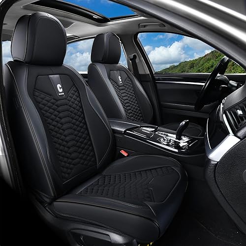 Miniatura 8 de Coverado Juego completo de fundas de asiento delantero, trasero para auto, 5 asientos, universal, transpirable, piel sintética, acojinado,