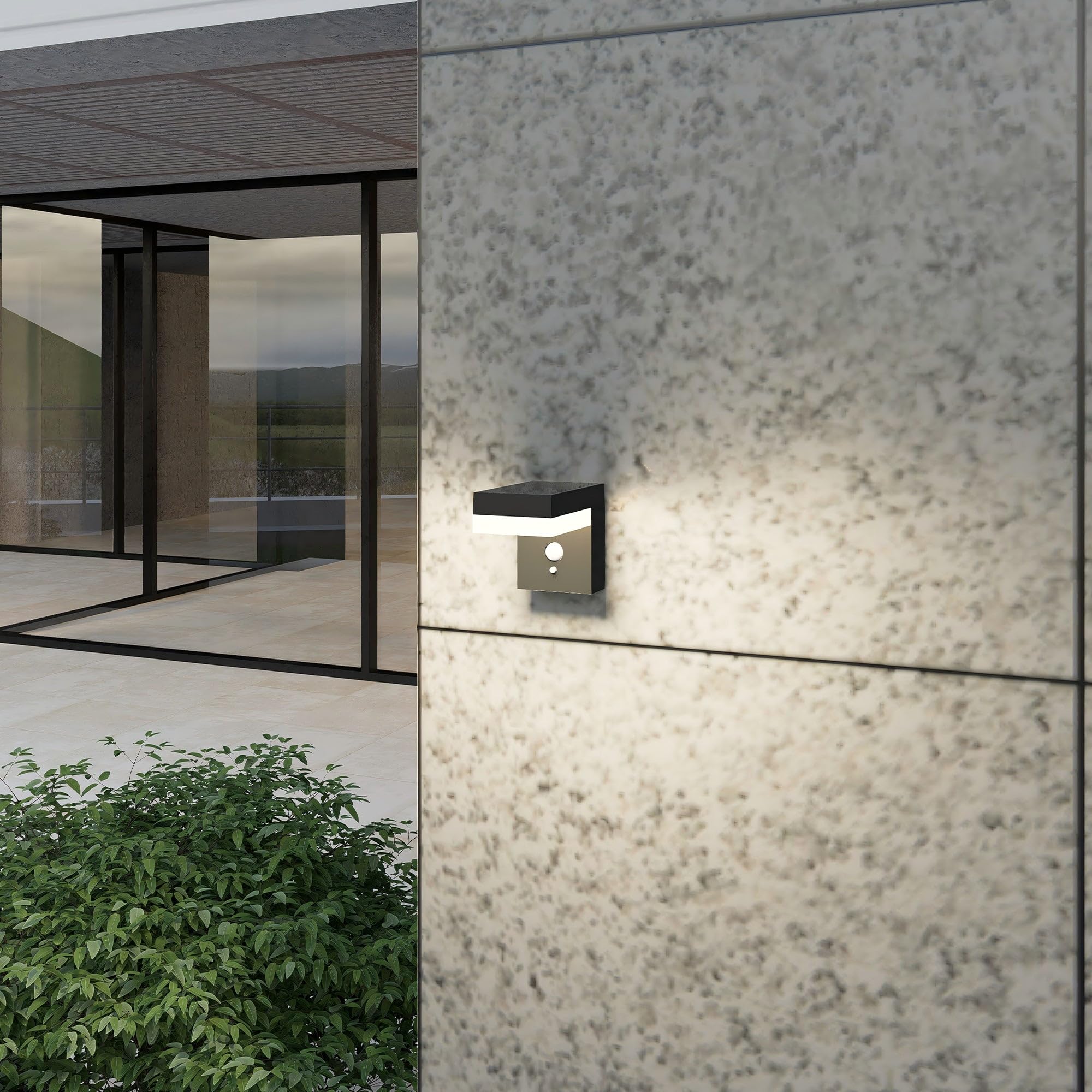 Lumisky Lámpara de pared solar LED blanca cálida con sensor de movimiento CENOVA WALL H12,5 cm