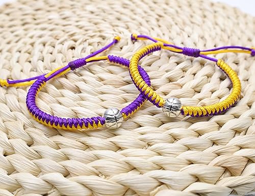 Miniatura 5 de MANYC Basketball Bracelets Adjustable for Boys, Girls, and Adults Handmade Gifts for Basketball Players (Green white 2PCS)