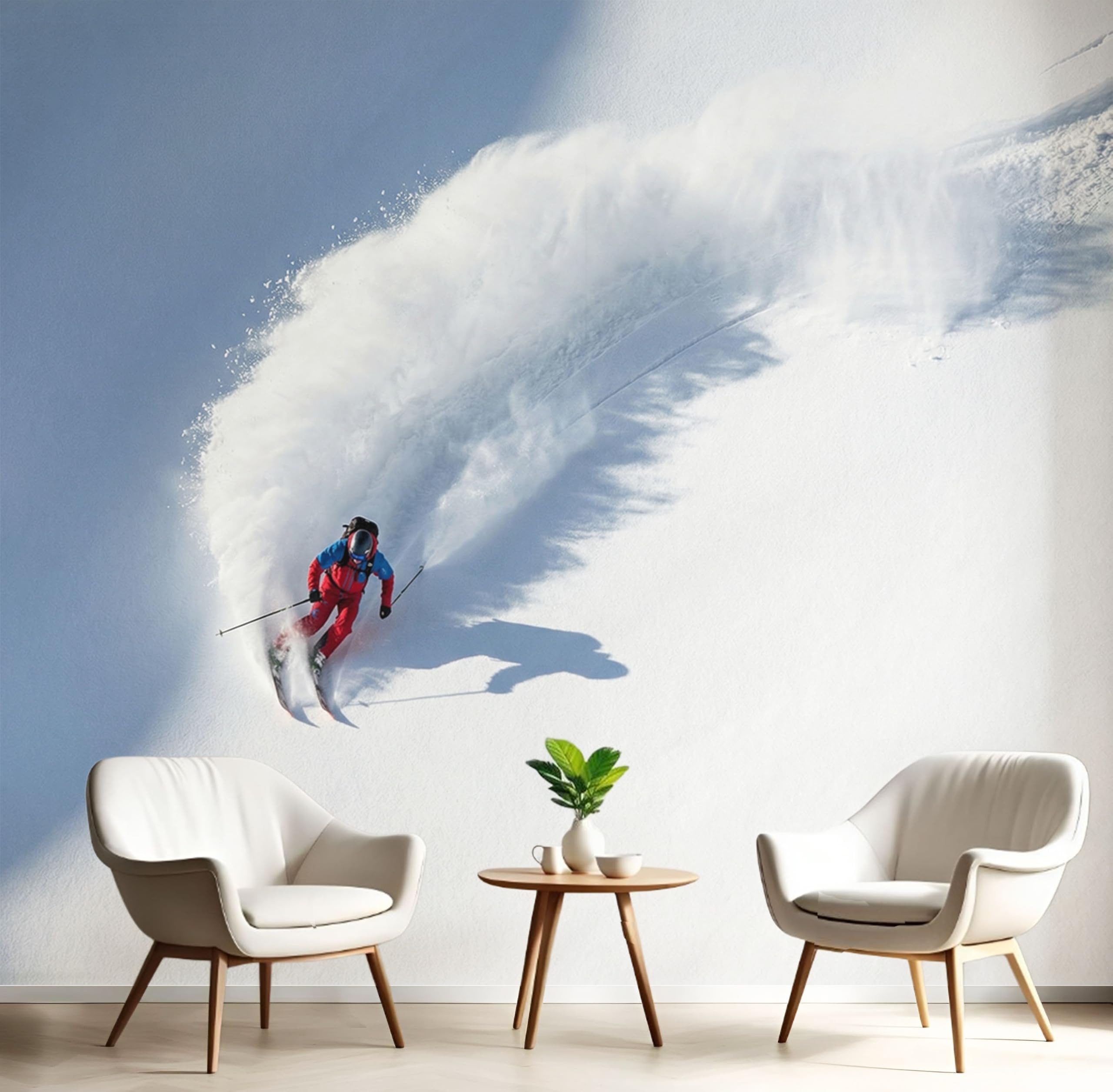 Papier Peint Skieurs Enneigés Grand Format pour Créer une Ambiance Grand Nord