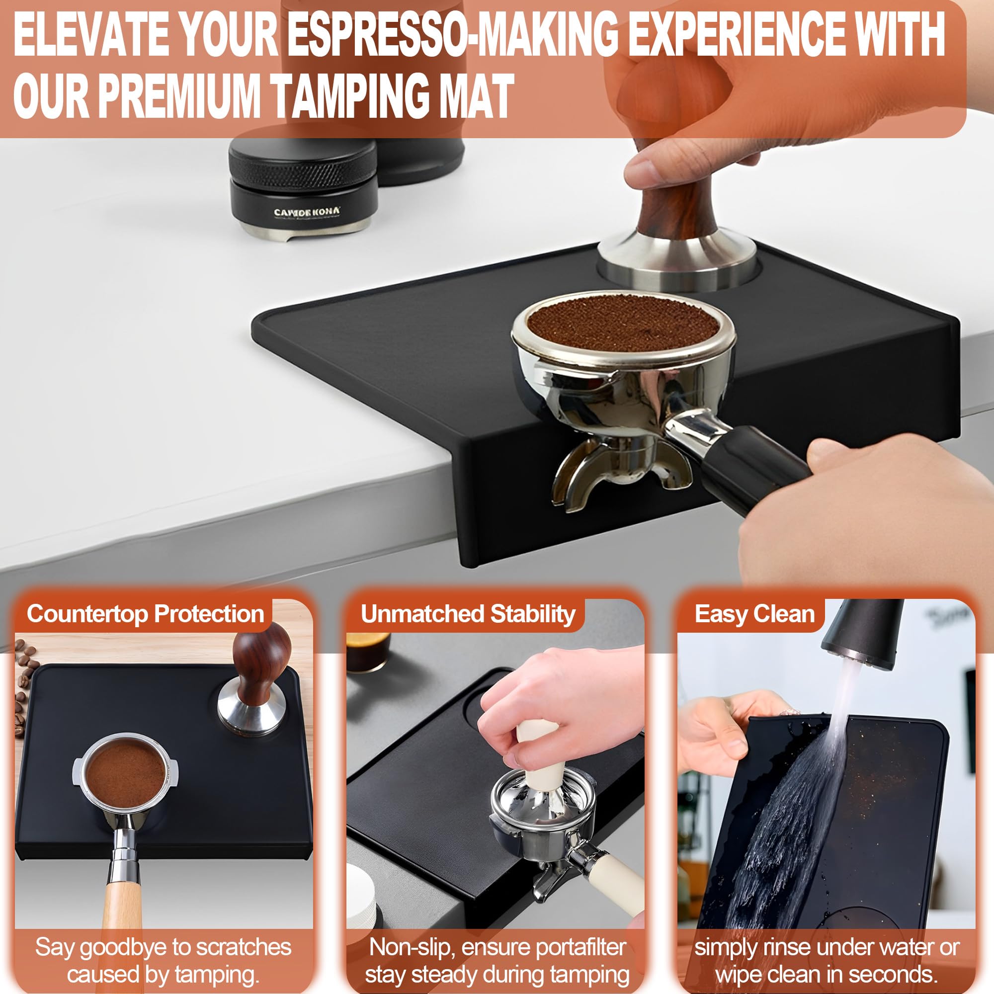 Non-Slip Espresso Tamping Mat – Premium Thick Silicone Espresso Tamper Mat with Secure Grip, Heat Resistant & Easy to Clean Countertop Protector | Ideal for Baristas, Cafes & Home Use