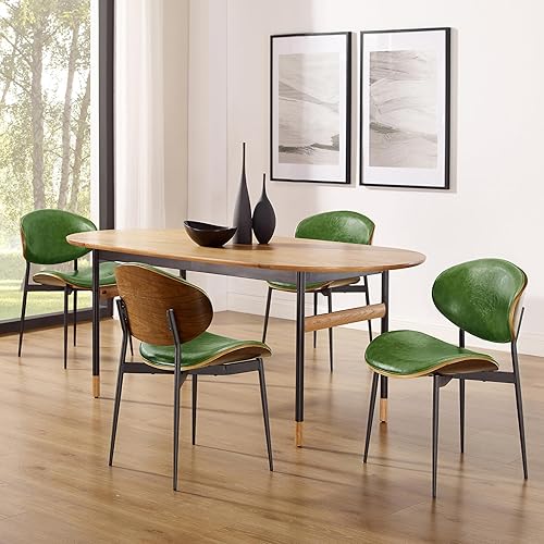 Miniatura 8 de Art Leon Modernas sillas de comedor de cuero auténtico, silla de escritorio de mediados de siglo, sin ruedas, silla de acento sin brazos con patas