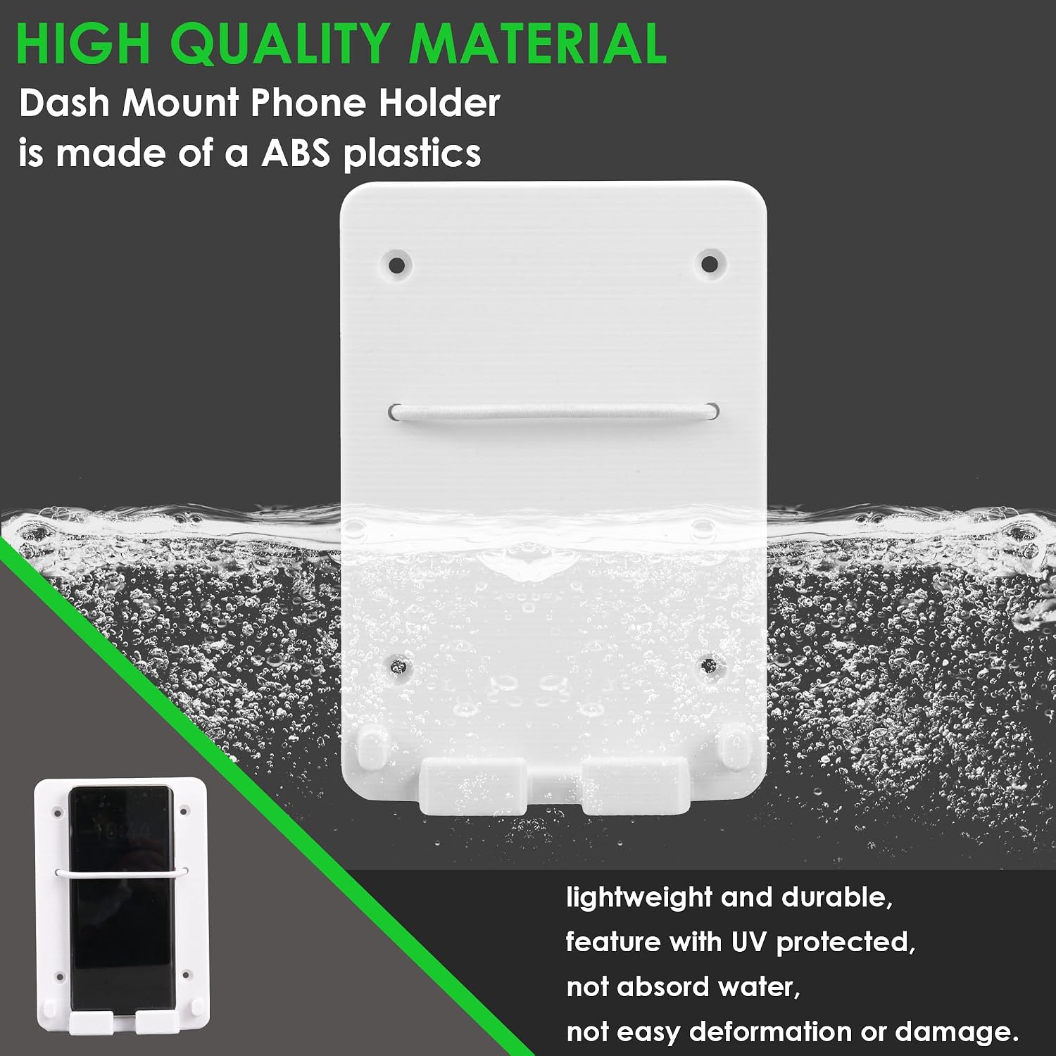 Dash Mount Phone Holder, Boat ABS Plastic Phone Holde,Marine Dash Accessory Perfect for Boat Center Consoles (White)