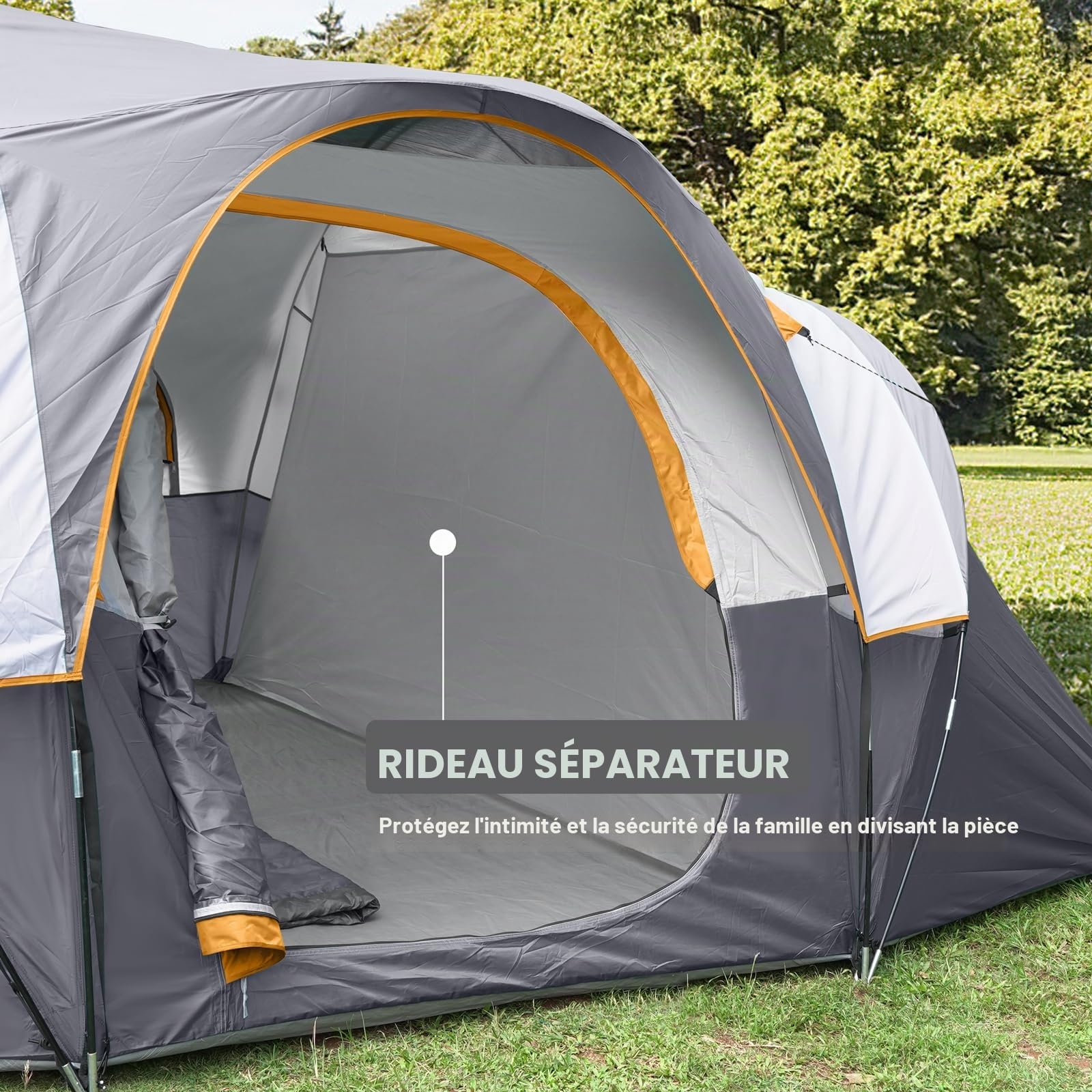 HIKERGARDEN Tente de Camping pour 6-8 Personnes – Tente familiale Portable Facile à Installer pour Le Camping, Tente dôme en Tissu Coupe- 420 x 330 x 180 cm