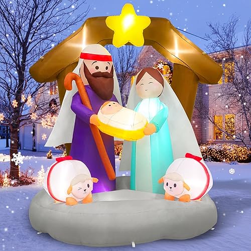 Decoraciones inflables de Navidad de 6 pies para decoración al aire libre, luces LED integradas, escena del nacimiento de Jesús, decoración de patio disponible en Yaxa Peru