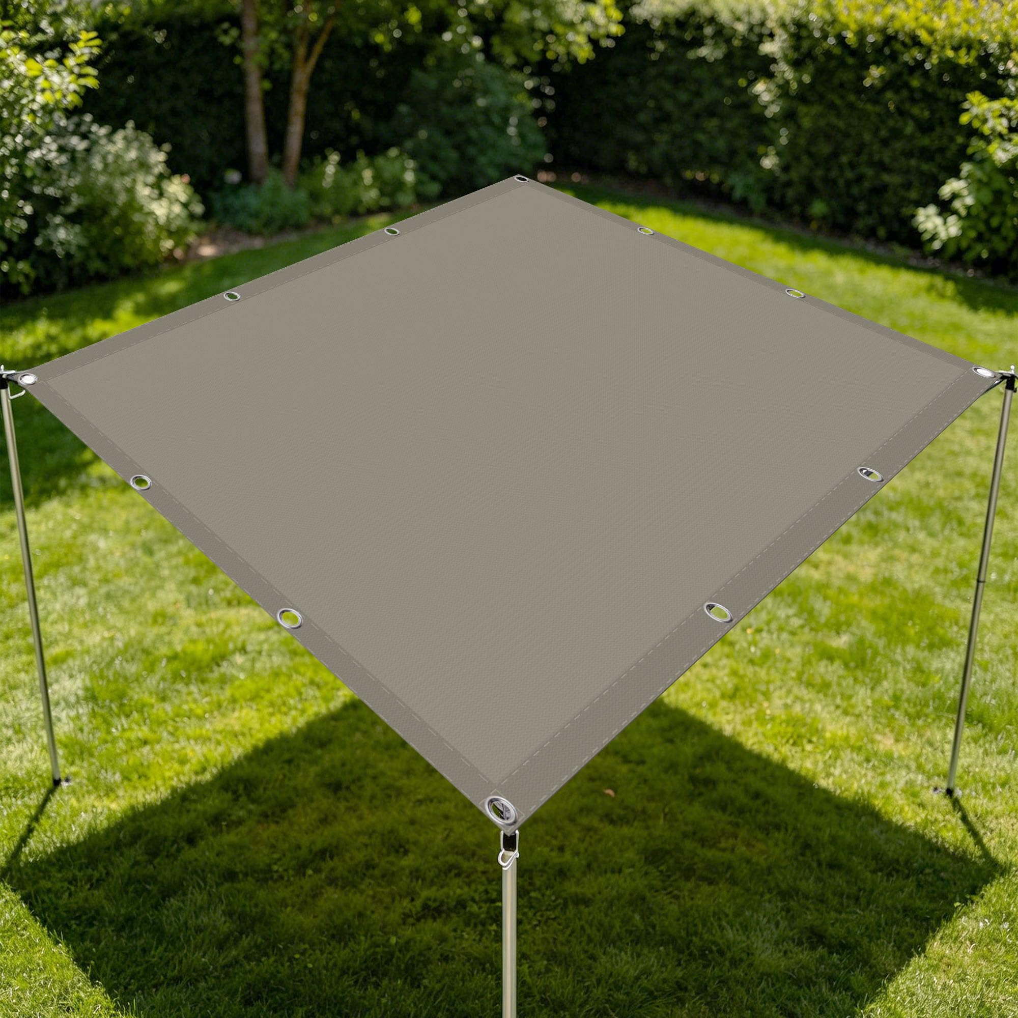 Voile d'ombrage imperméable 4x4 m résistant au vent couleur taupe