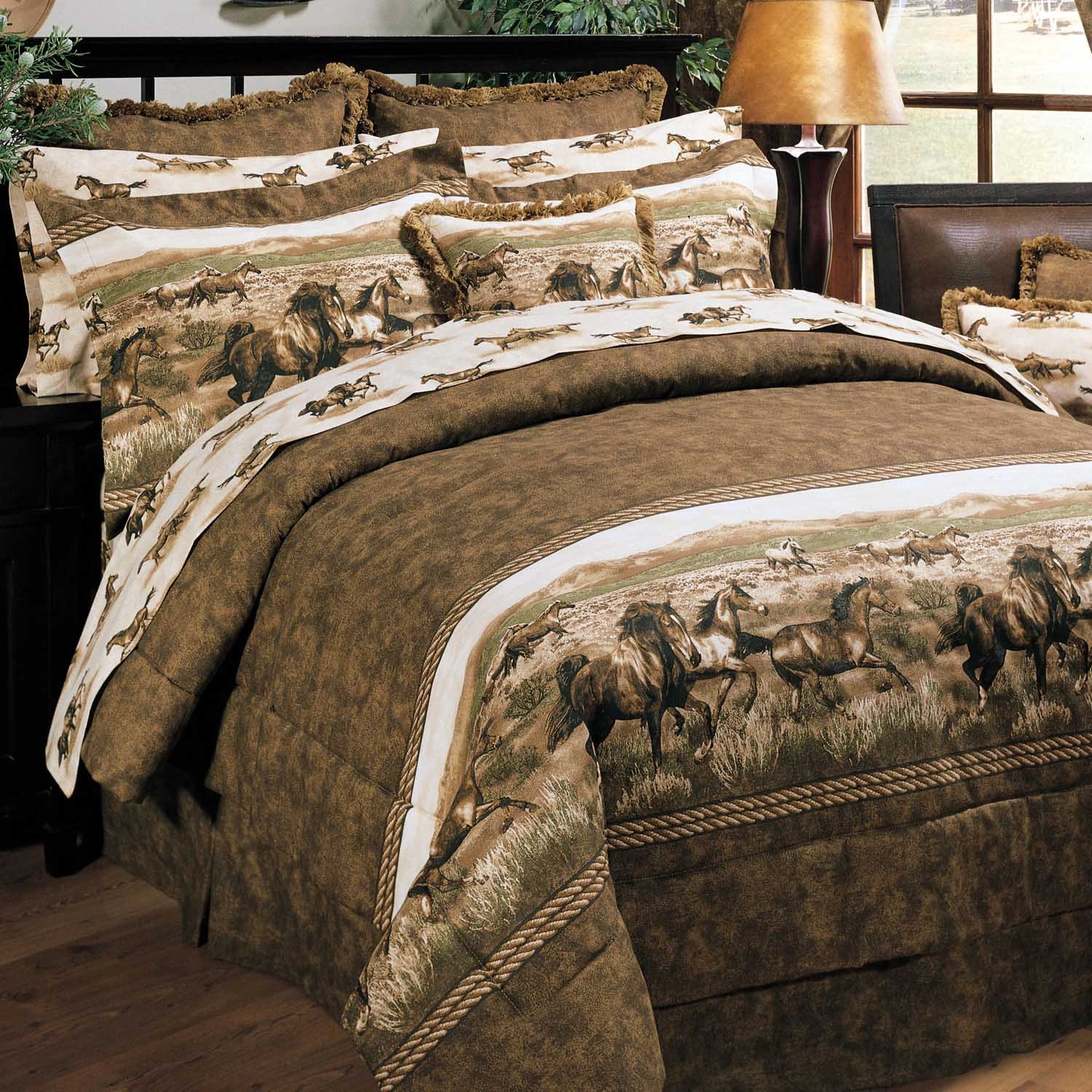 Karin Maki Unisex Wild Horses Full Comforter Set Brown One Size