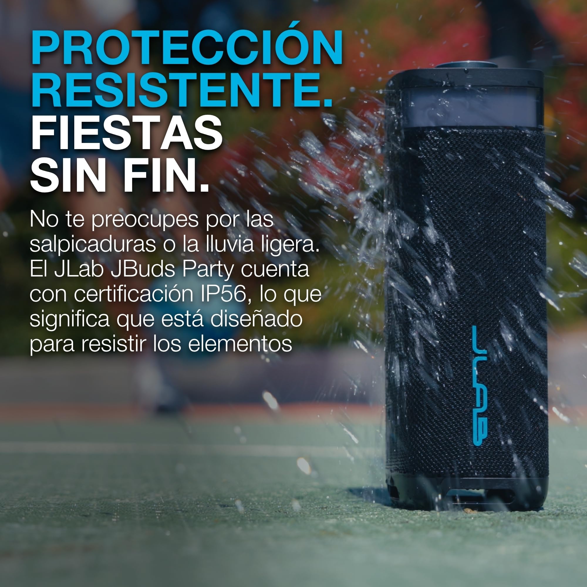 JLab JBuds Party Altavoz Bluetooth Portátil - 12H+, Azul Marino | Altavoz Inalámbrico 30W para Exteriores y Viajes con Luces RGB y Audio Potente, Resistente al Agua IP56