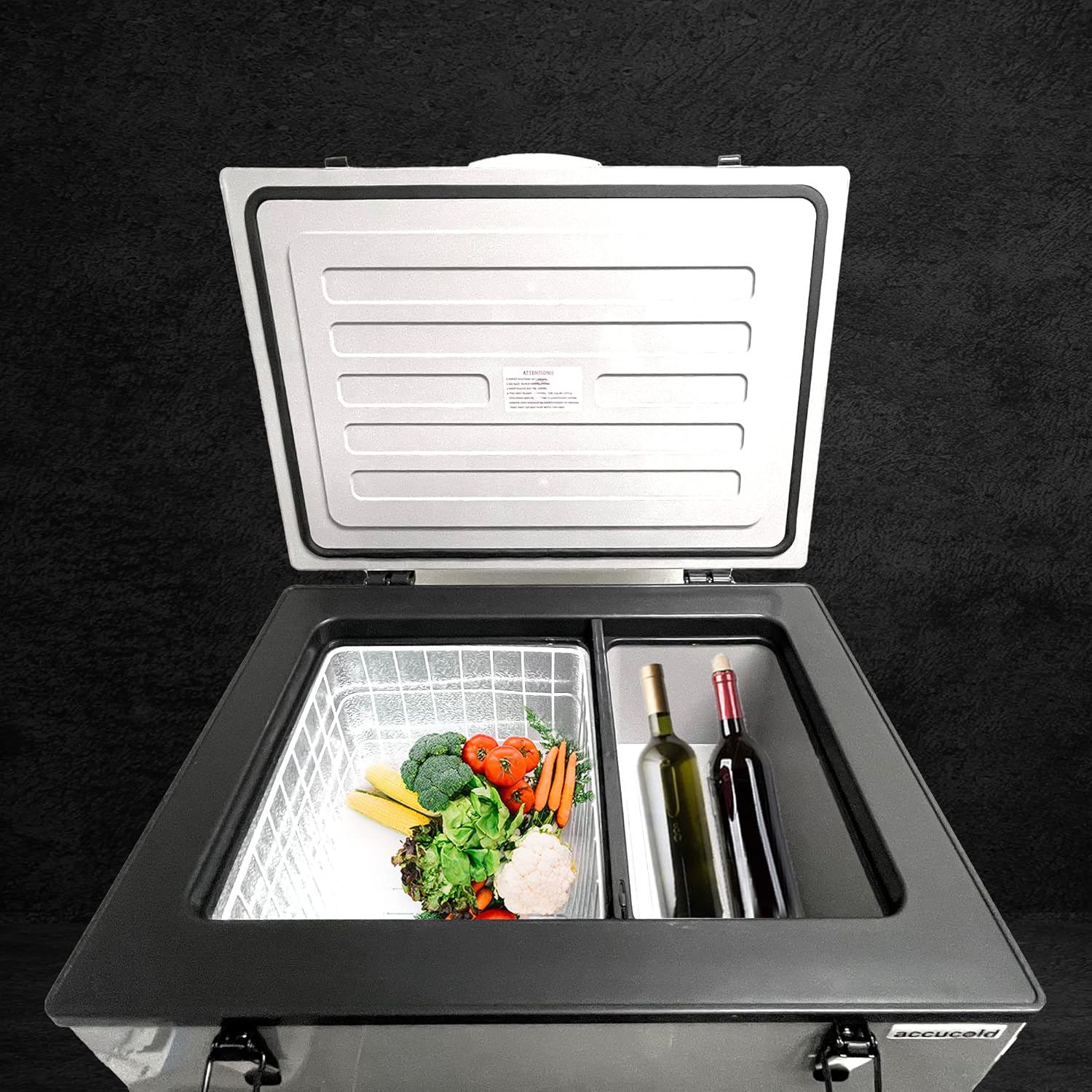 Summit Portable Refrigerator & Freezer, 1.94 cu.ft. Capacity, 12V DC Socket or Standard Wall Outlet, Gray- SPRF56