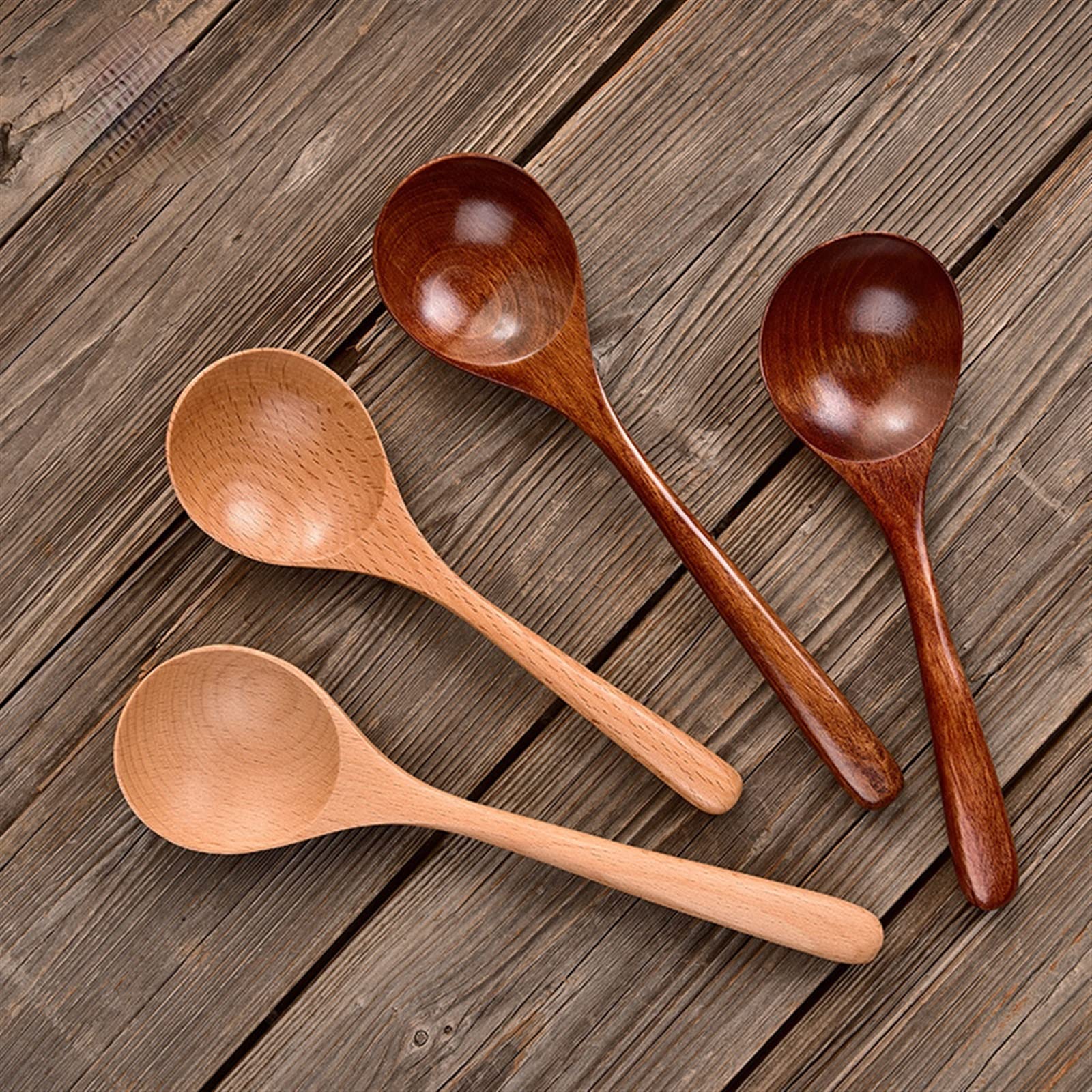 Cucharones de Cocina de Mango Largo de 23 x 6 cm, Cuchara de Sopa Redonda Grande (2) (2)