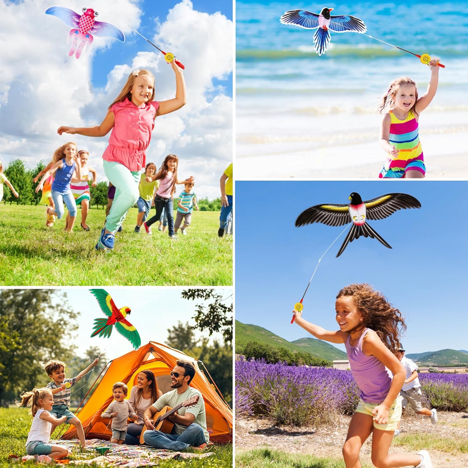 Palksky Kites for Kids Adults Beginner Easy to Fly, Beach Kite for Beach Park Outdoor Game Activities - 13x8 in, 98ft Kite String with Reel and Handle
