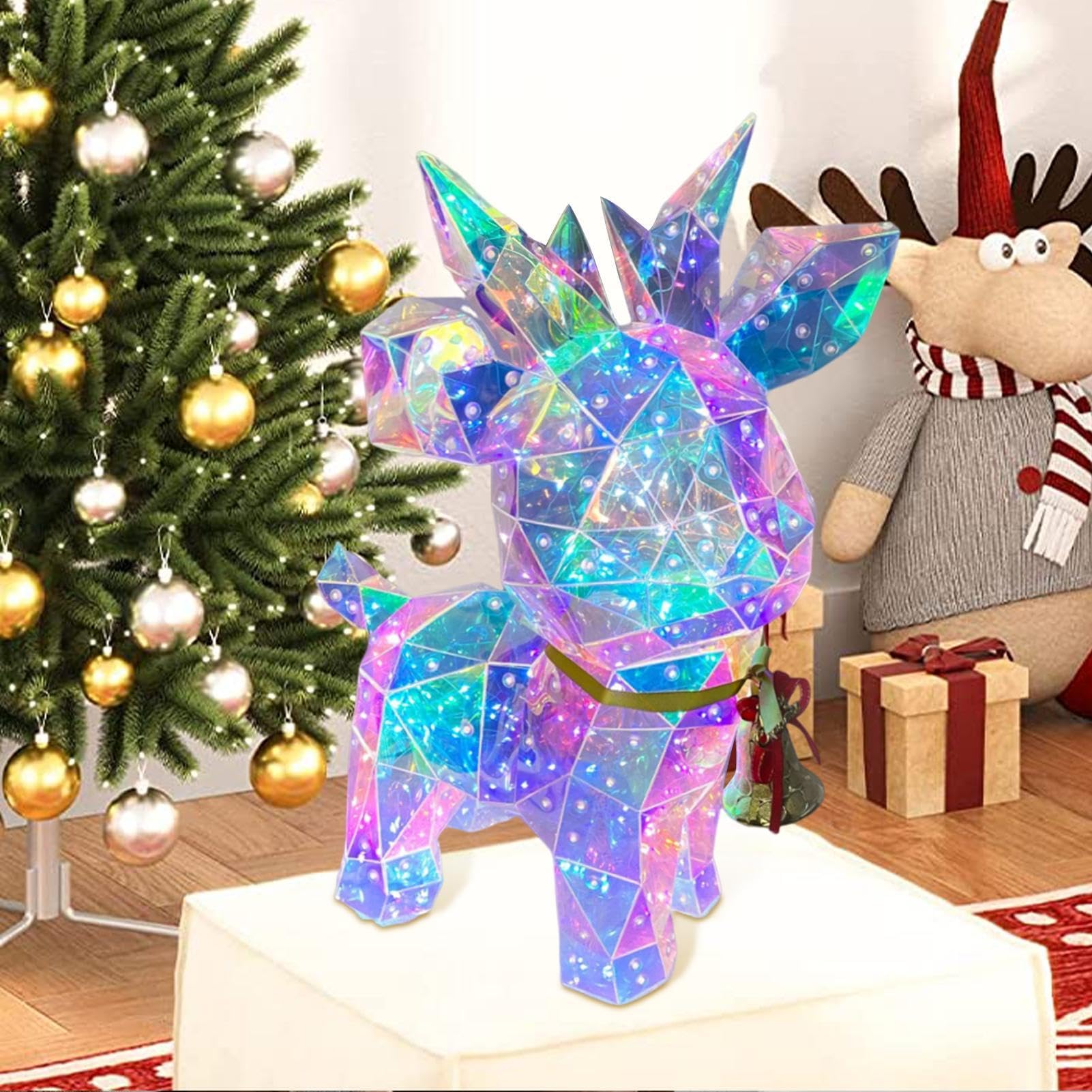 Renne Lumineux - Décoration de Noël - Élan de Noël - Figurine d'élan | lumineux à LED - Décoration de Noël à LED - Statue lumineuse pour bureau à domicile