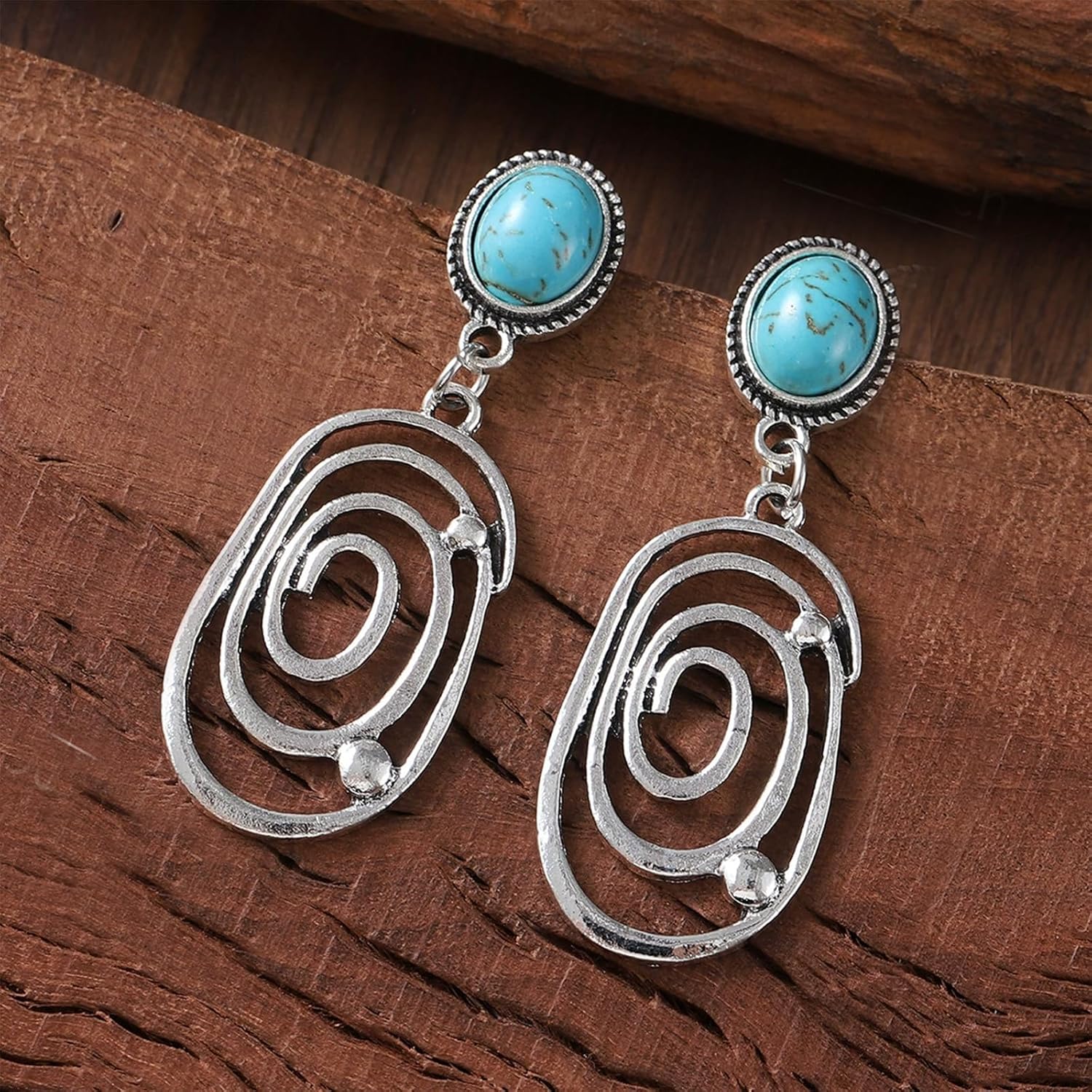 Silver Western Earrings Turquoise Earrings for Women Boho Chic Clothing Western Jewelry for Women Outfit Country Concert Outfits Cowboy Chic Rodeo Outfit Shirts Dress Accessories - Image 7