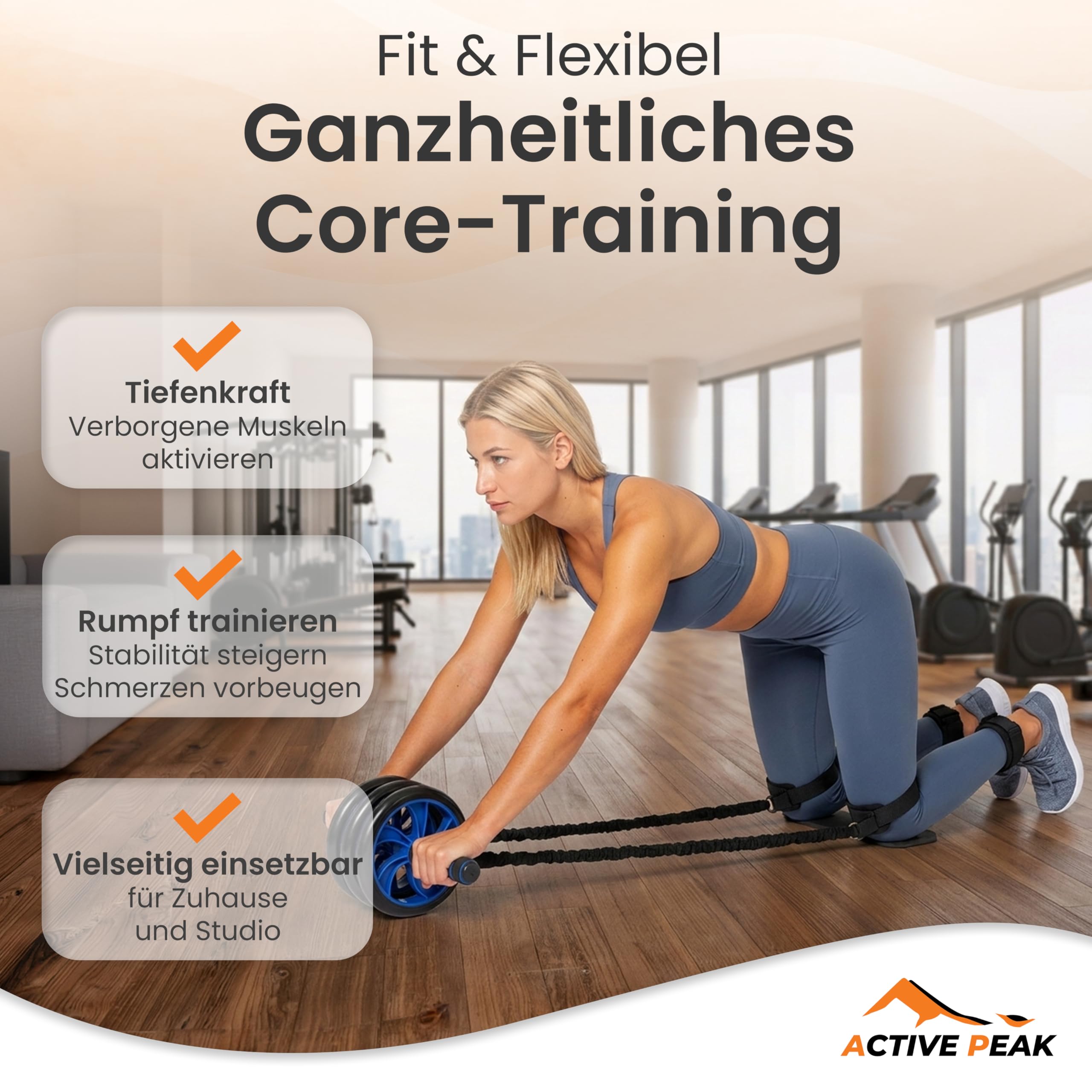 Set fitness 7 in 1 AB Wheel, maniglie push-up, corda per saltare, fascia di resistenza, passanti per piedi, allenamento addominale per la casa, attrezzatura sportiva per la casa e la palestra