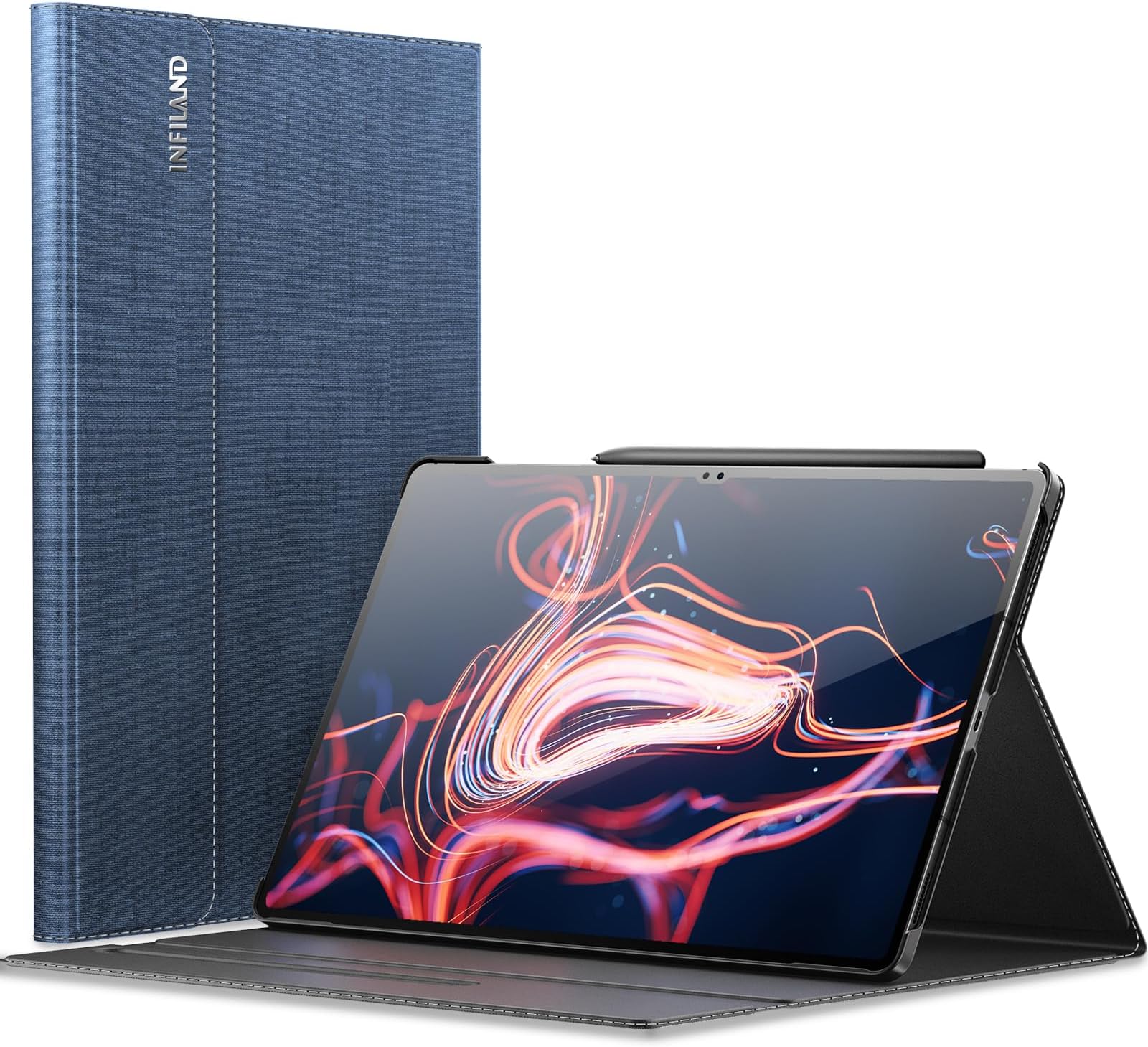 INFILAND Galaxy Tab S10 Ultra/ S9 Ultra Case, Multi-Angle Stand Cover Compatible with Samsung Galaxy Tab S10 Ultra/ S9 Ultra SM-X926/910/916/918 Tablet [Auto Wake/Sleep], Navy