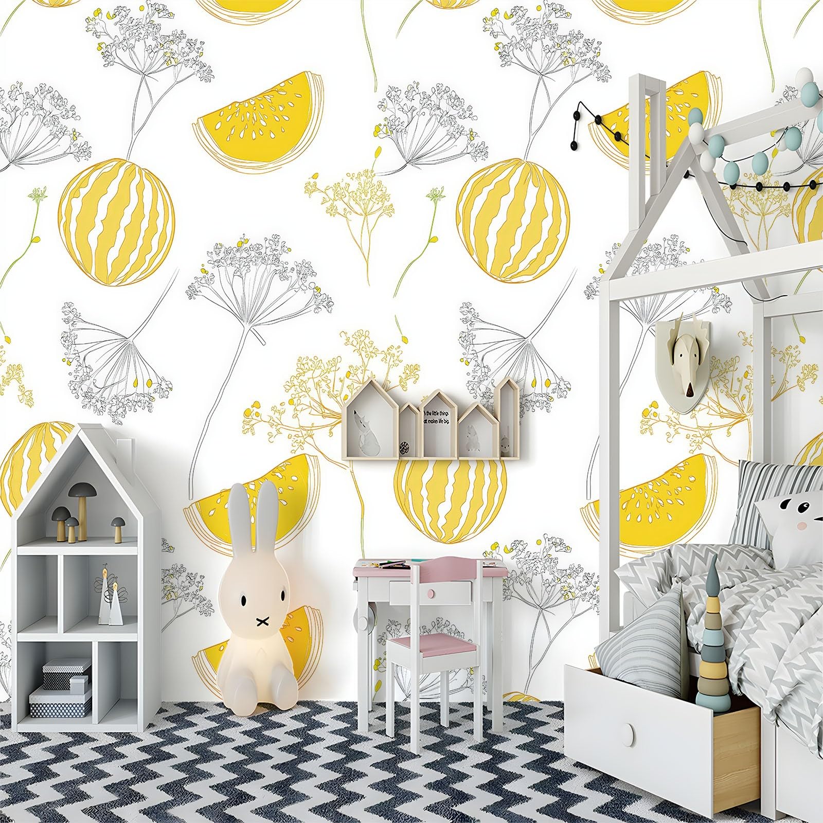 Tapeta Kreskówka Owoce Arbuz Paski Niestandardowy rozmiar Fototapety - Fototapety Nietkane Ręcznie Rysowane Fototapety XXL Dekoracja ścienna 200 x 140 cm