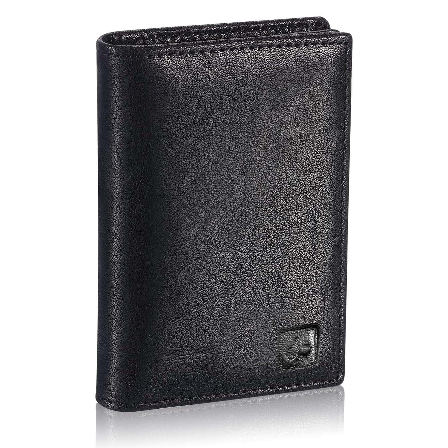 Premium Genuine Leather Card Holder Casual Wallet with RFID Protection 1 ID Slots with 2 Pockets Thin Slimfold Extra Capacity Card Holder (Color - Black)-image-40