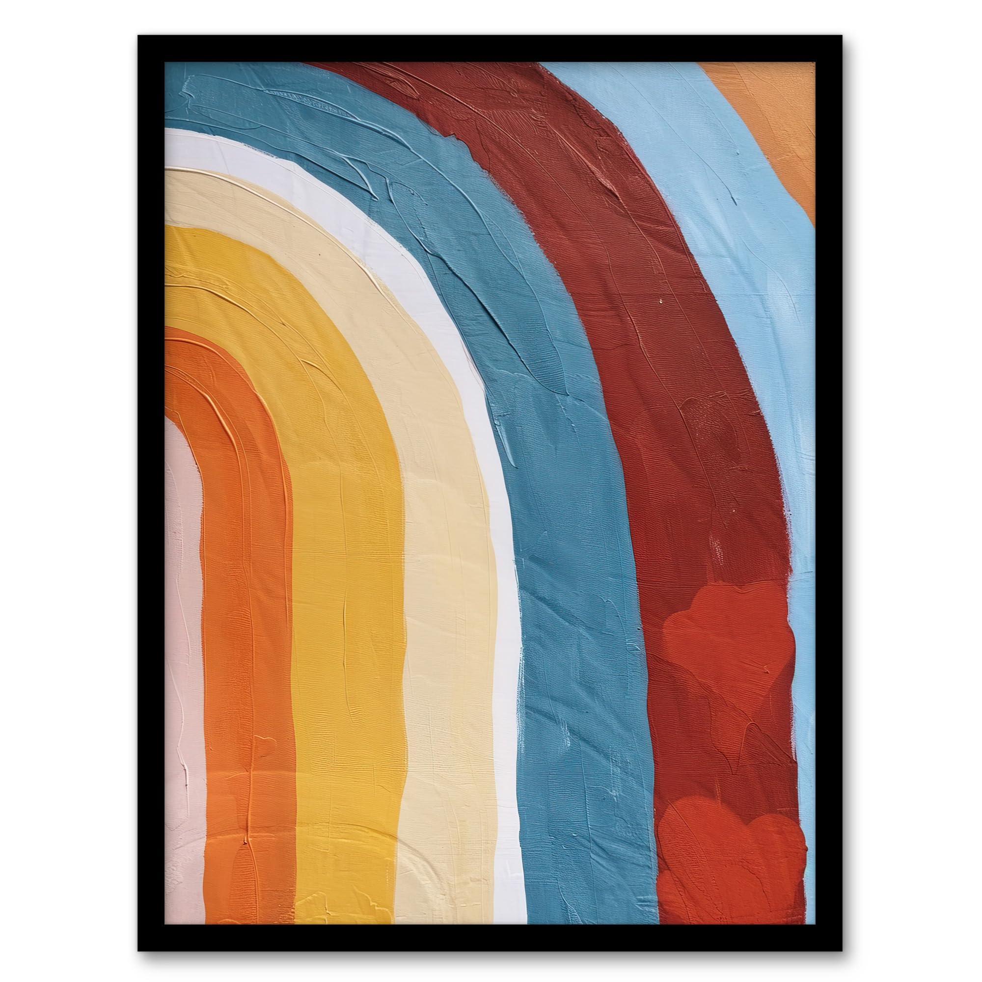 Artery8 Mid Century Modern Rainbow Painting Abstract Boho Kids Bedroom Artwork Framed Wall Art Print 18X24 Inch