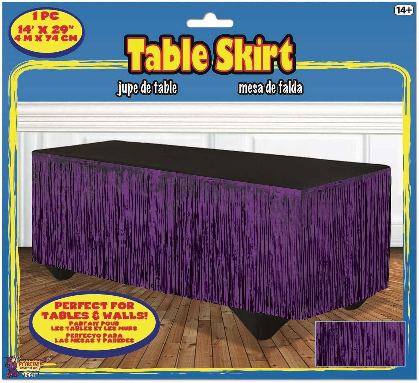 Forum Novelties Tinsel Fringe Table Skirt, 144 inches x 29 inches, Purple
