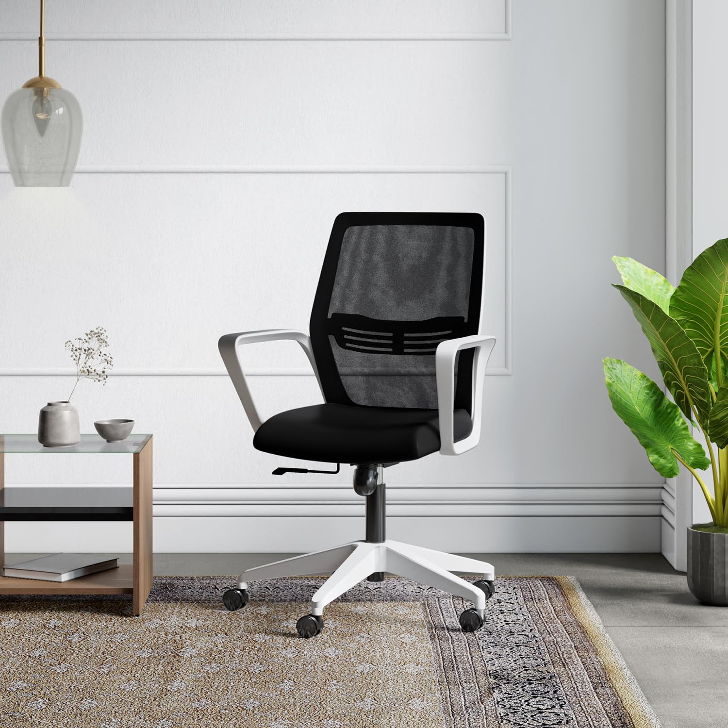 Interio by Godrej Vurv Mesh Mid Back Study Chair | Black Ink