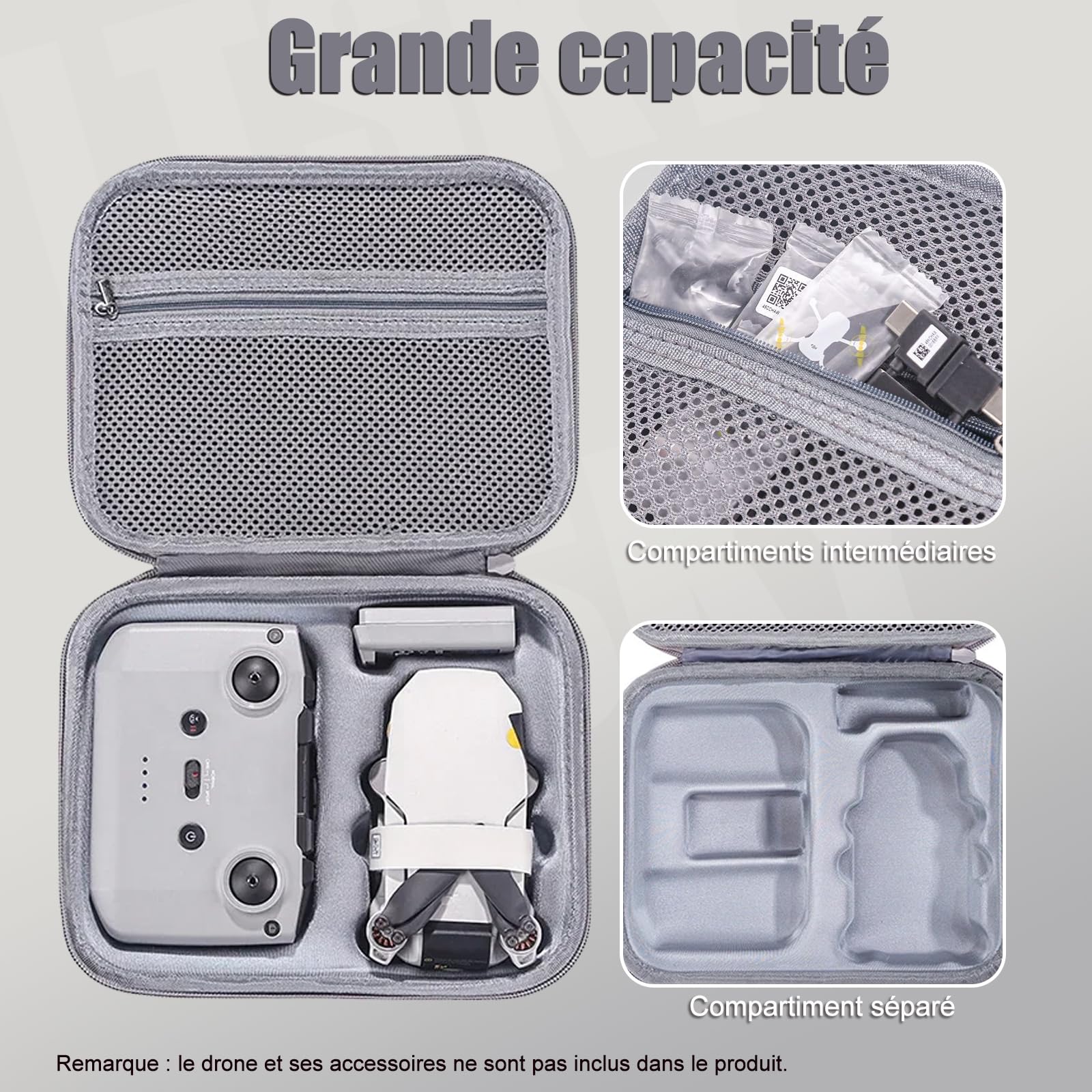 Mini 4K/Mavic Mini2/Mini 2 SE Étui Portable Dure Cas Voyage | Sac de Rangement Portable pour DJI Mini 4K / Mini 2 SE/Mini2 et Accessoires de contrôleur,Gris