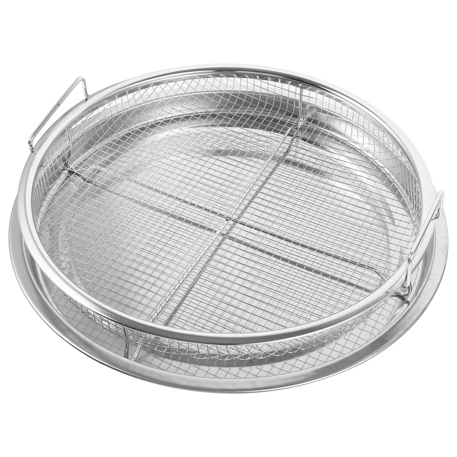 Balacoo Bbq Tray Grill Prep Tray Net Stainless Steel Serving Plate Baking Plate Oil Draining Pan Mesh for Fried Foods Food Holder