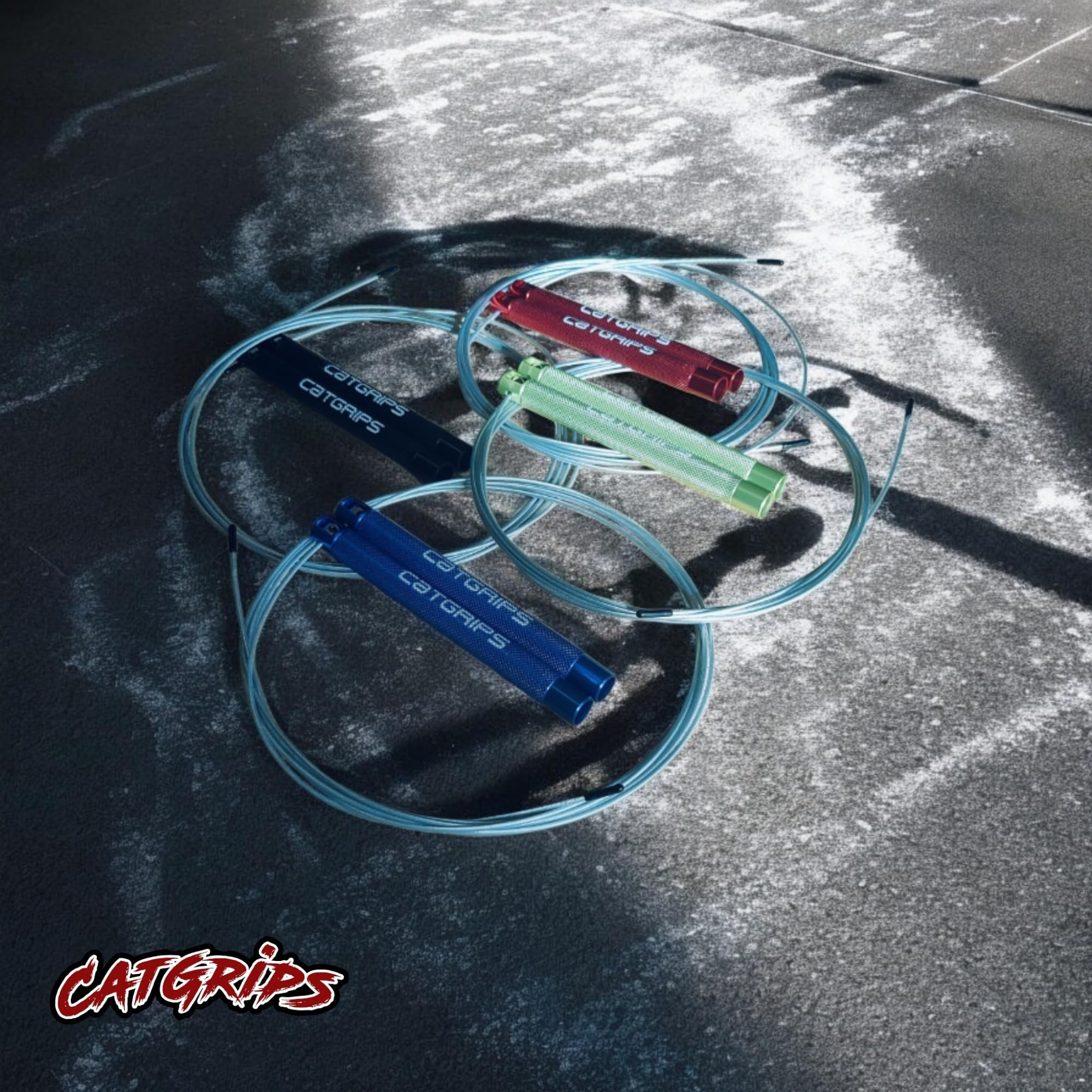 CATGRIPS Springseil Crossfit – Speed Rope aus Aluminium – Einstellbares Stahl Springseil mit Kugellager – Leichtes Seilspringen Profi für Gym und Boxen, Seilspringen mit Tasche & Ersatzteilen