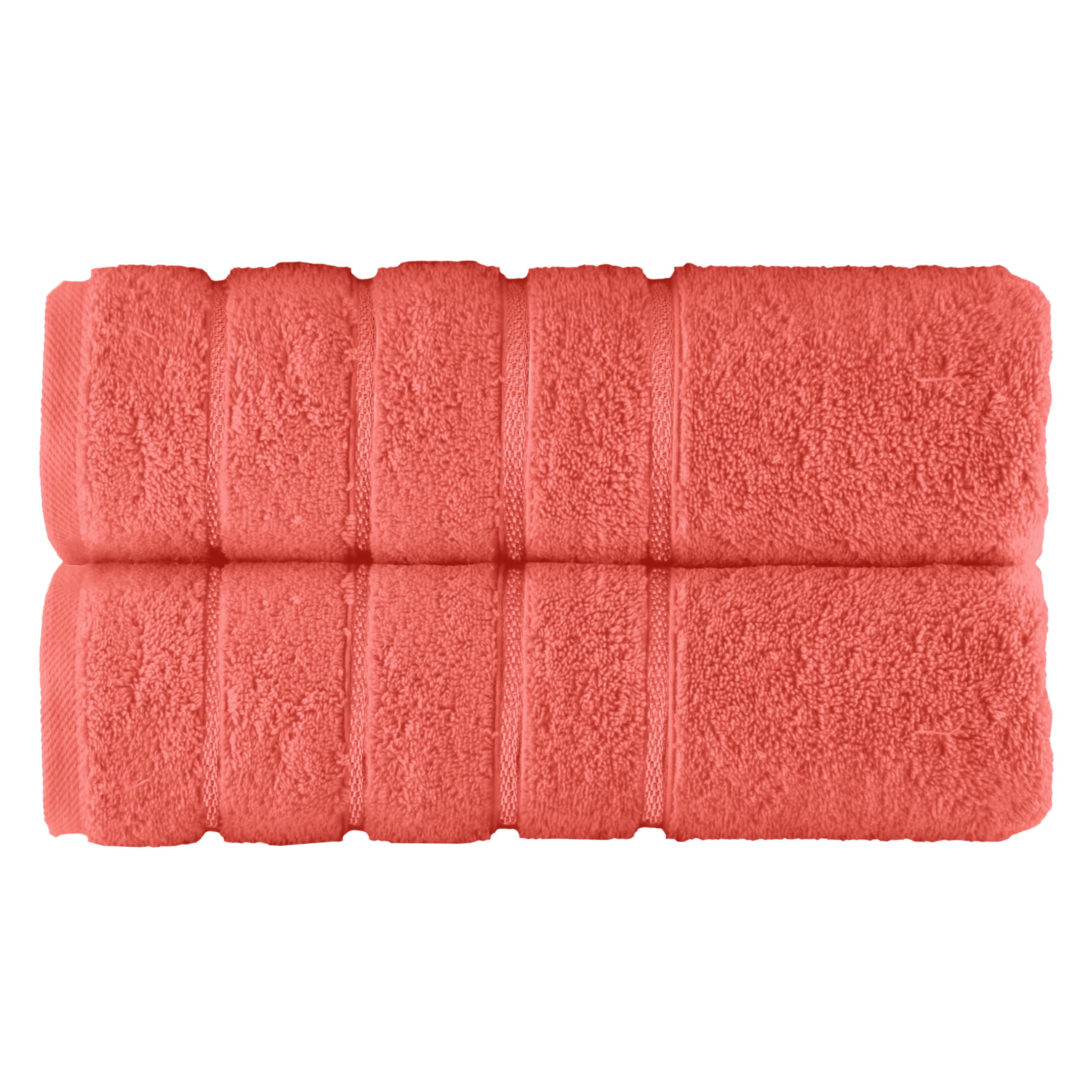 Elegant Comfort 100% Turkish Cotton 4 Lines Viscose Stripe Luxury 2 Pack Bath Towel Set 27 x 54 Inch - Super Soft and Highly Absorbent Premium Hotel Spa Quality Towels for Bathroom Use, Coral