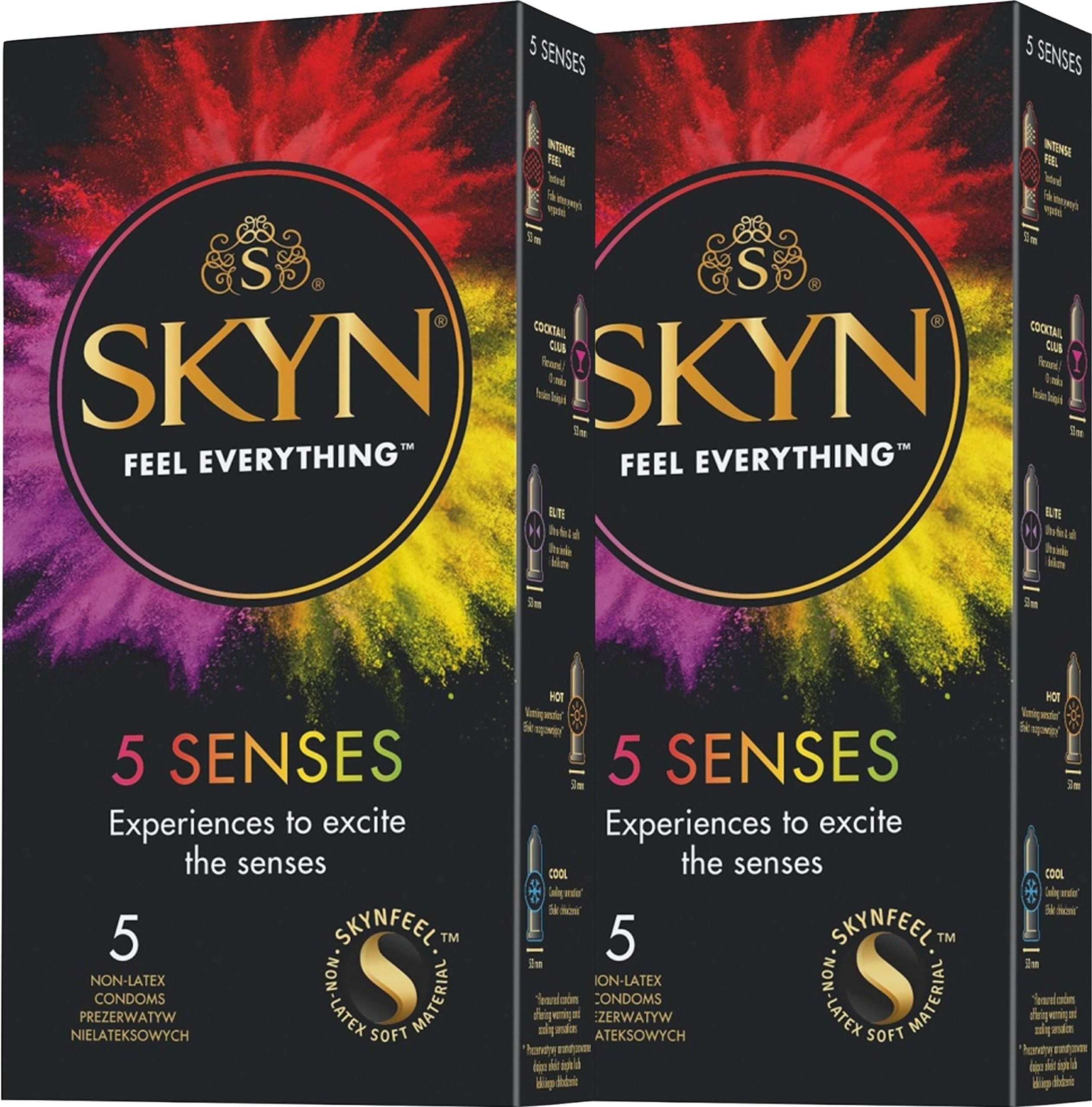 SKYN 5 Senses Condoms Mix Latex Free Sensoprene Condoms - 10 Pack (5x2)