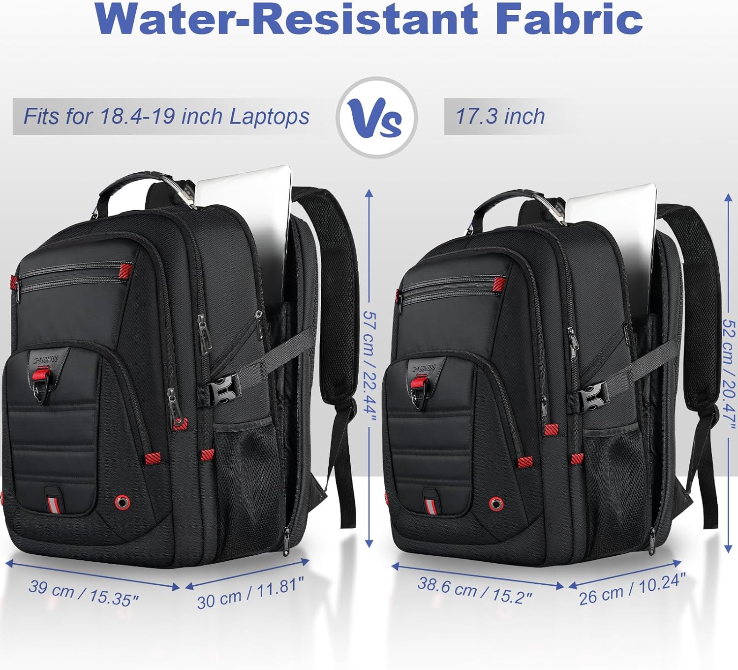 Z-MGKISS Extra Large Backpack for Men, Gaming Laptop Travel Bag Fits 18.4-19" Laptops, TSA Flight-Approved Backpack, Anti-Theft Gym College Business Work Mens Daypack, Black