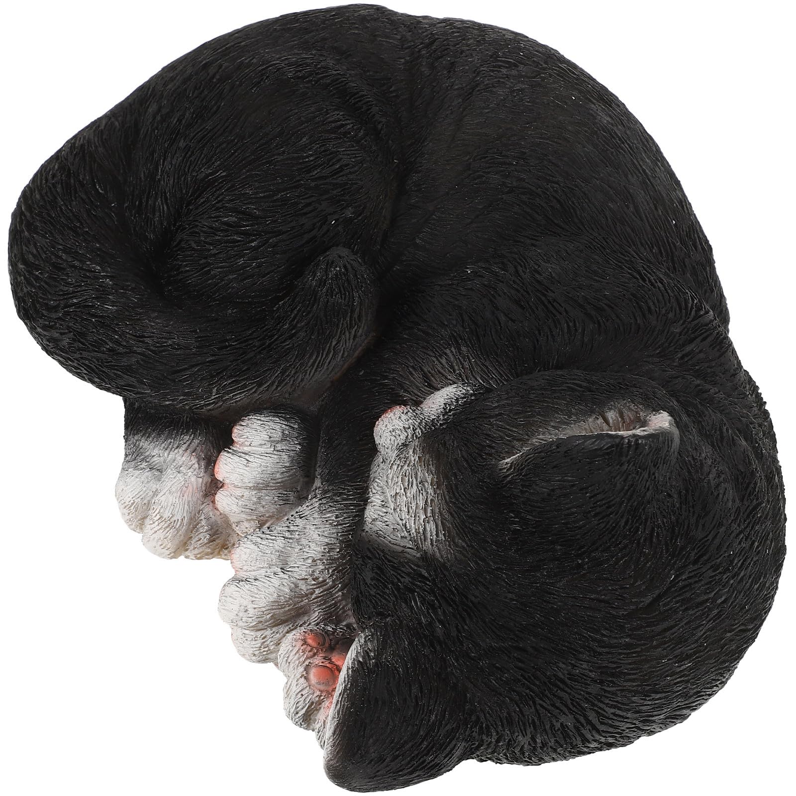 Statue de chat endormi en résine noire SHINEOFI ornement léger facile à déplacer