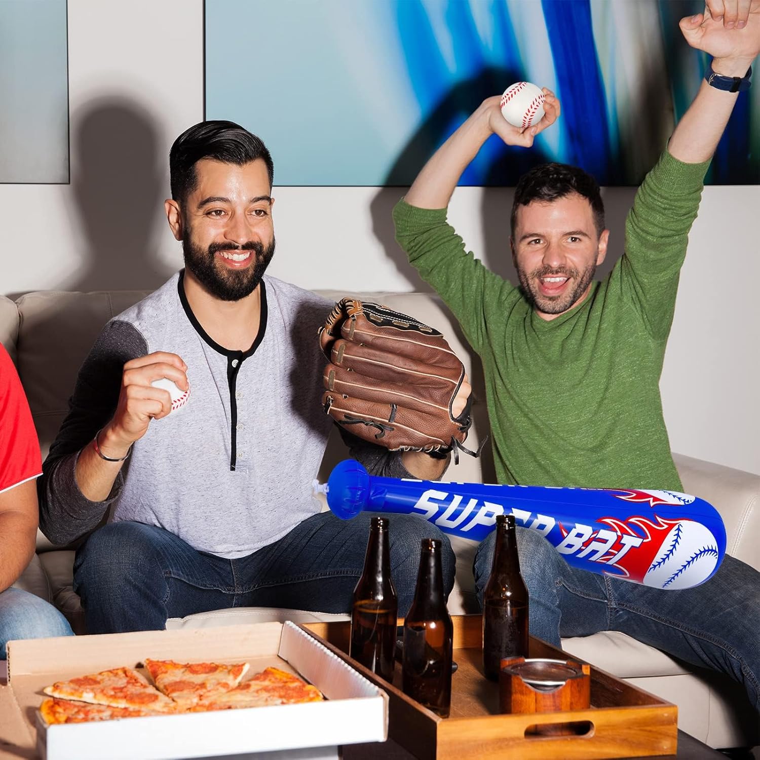 durony 12 Sets Inflatable Baseball Bats and Mini Foam Baseball Sports Stress Ball Sports Party Favors for Baseball Party Supplies Sports Theme Toy - Image 4