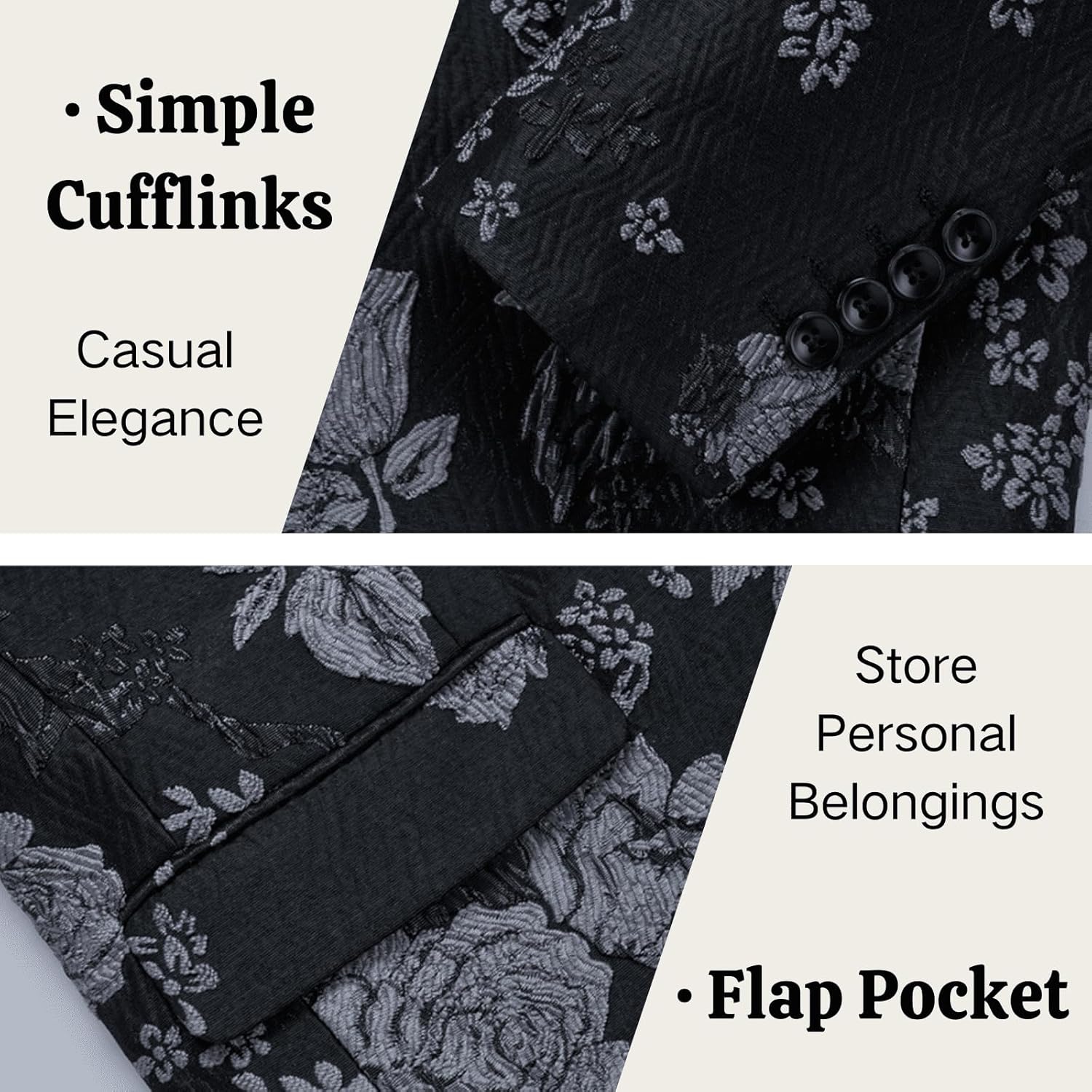 UNINUKOO Mens Blazer Printed Suit Jacket 1 Button Slim Fit Floral Dinner Sport Coat Blazers