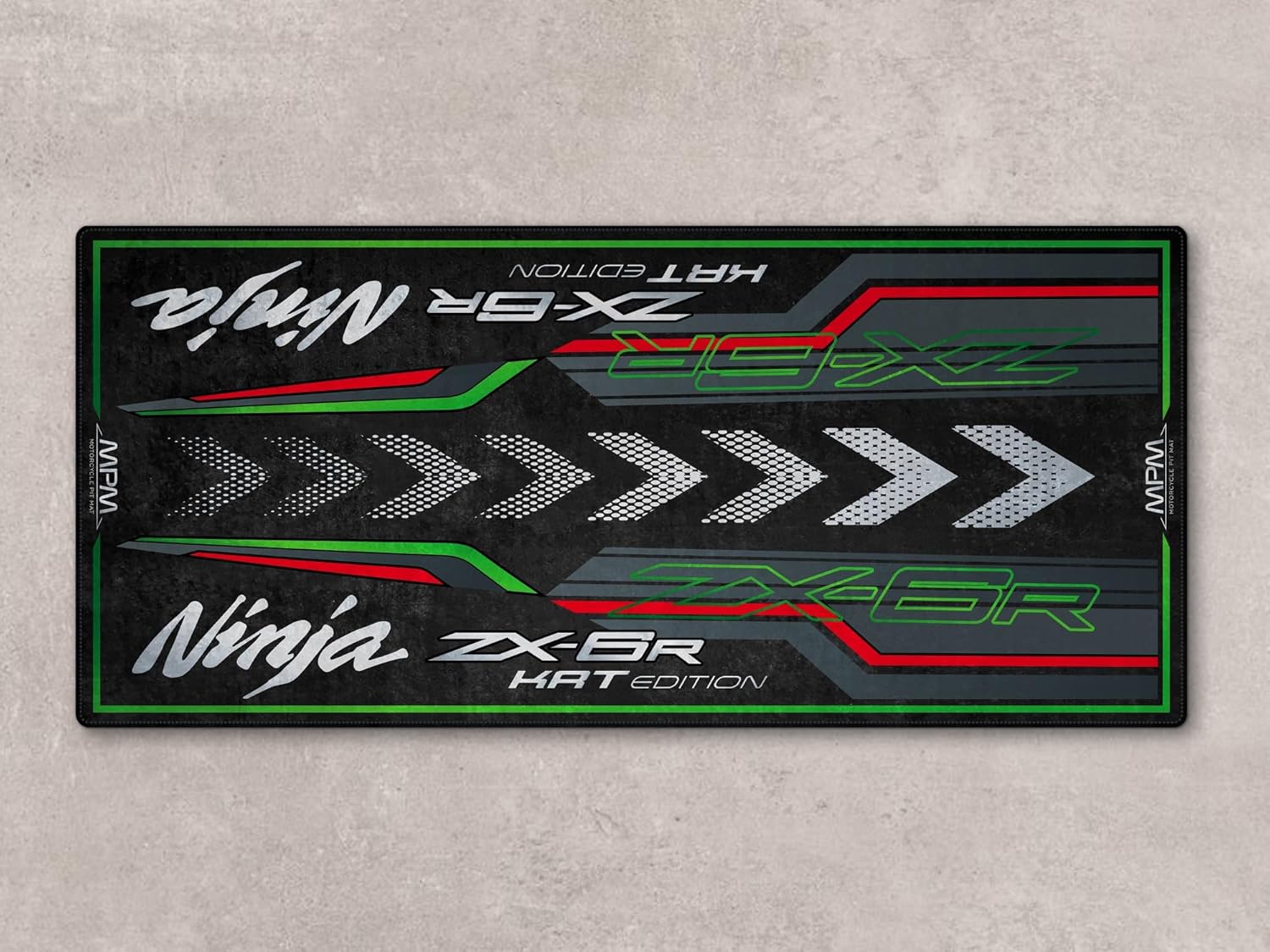 MPM Motorcycle Mat for ZX-6R Washable Non - Slip Oil & Water Resistant Parking Pitmat for Garage, Showroom, Workshop Use | Size 2: 102 x 47/260 x 120 cm