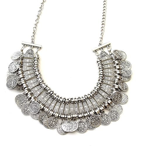 Jewellery Bohemia Gypsy Tibetan Vintage Coin Necklace for Girls & Women(Silver)(8547np)